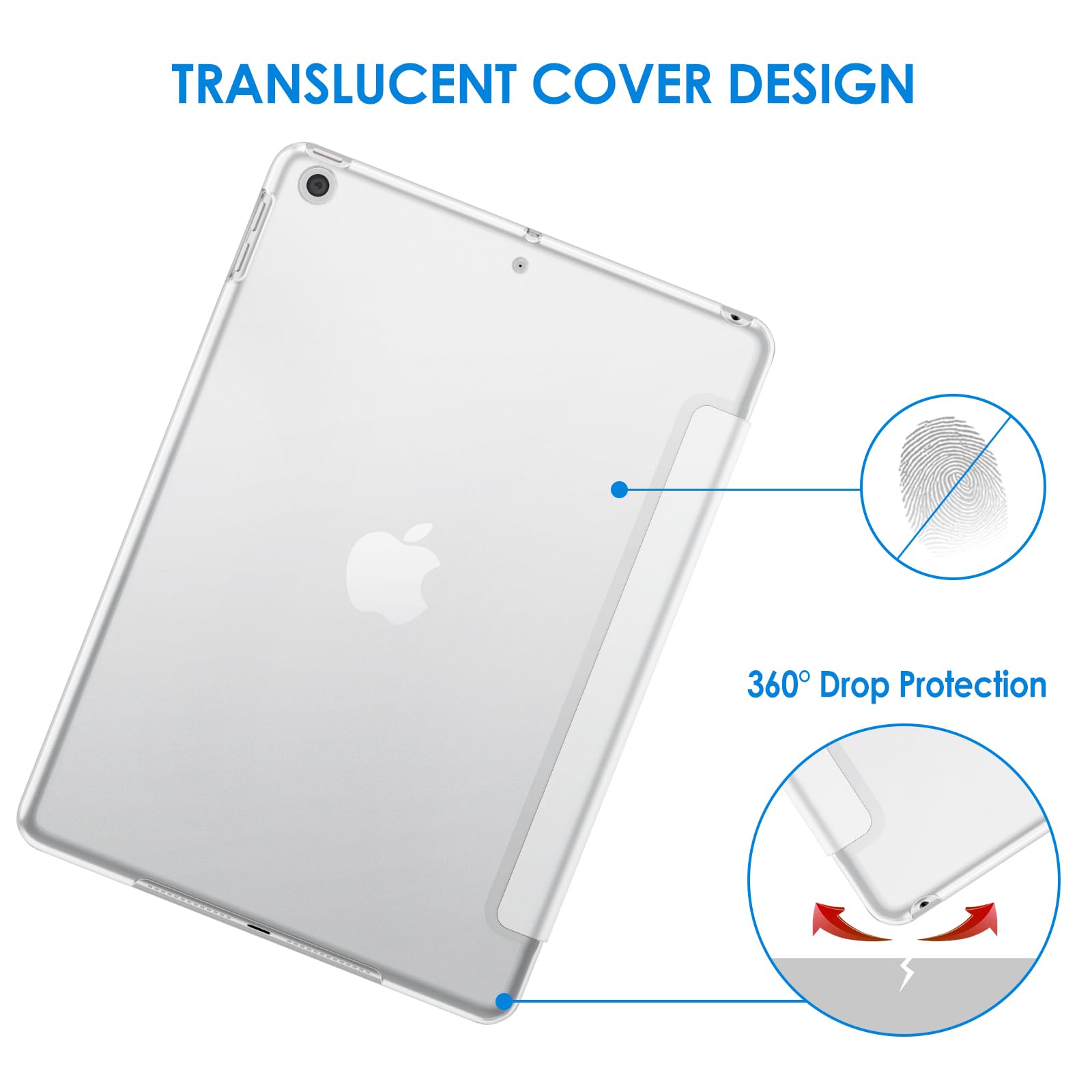 Jetech Case For Ipad (9.7-Inch, 2018/2017 Model, 6Th/5Th Generation), Smart Cover Auto Wake/Sleep (White)