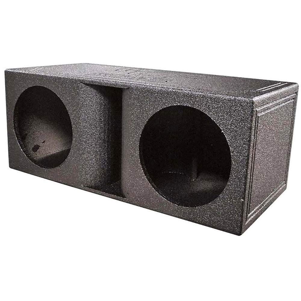 Q Power QBomb Dual Vented 12" Horn Ported Subwoofer Box - Durable Bed Liner Finish, Model QBOMB12HP