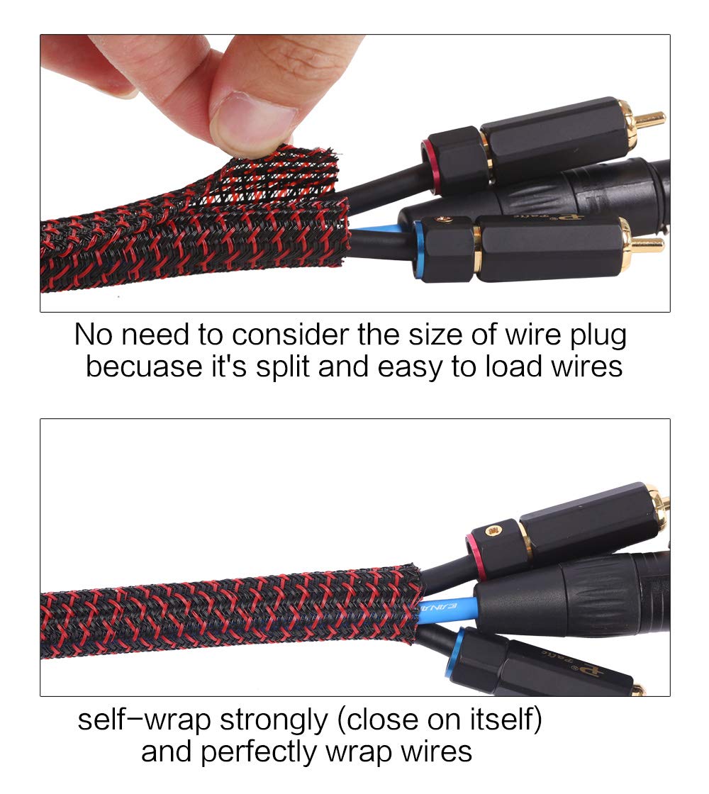 Alex Tech 10Ft - 1/2 Inch Cord Protector Wire Loom Tubing Cable Sleeve Split Sleeving For Usb Power Cord Audio Video Cable - Pro