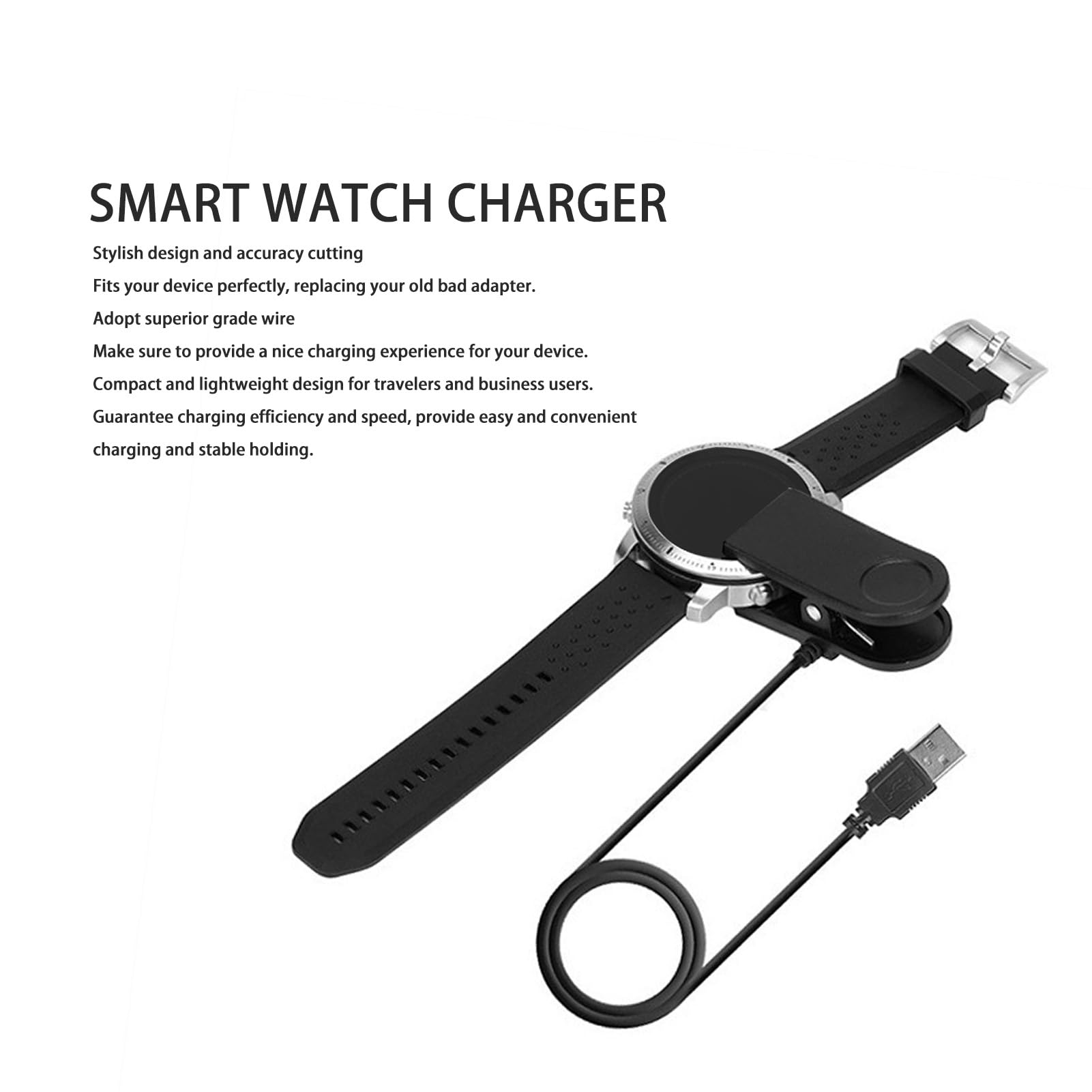 Charger For Garmin Fenix , 3.3 Ft Smart Watch Charger, Replacement Usb Fast Charging Clip Cable For Smart Band, 5V 1A