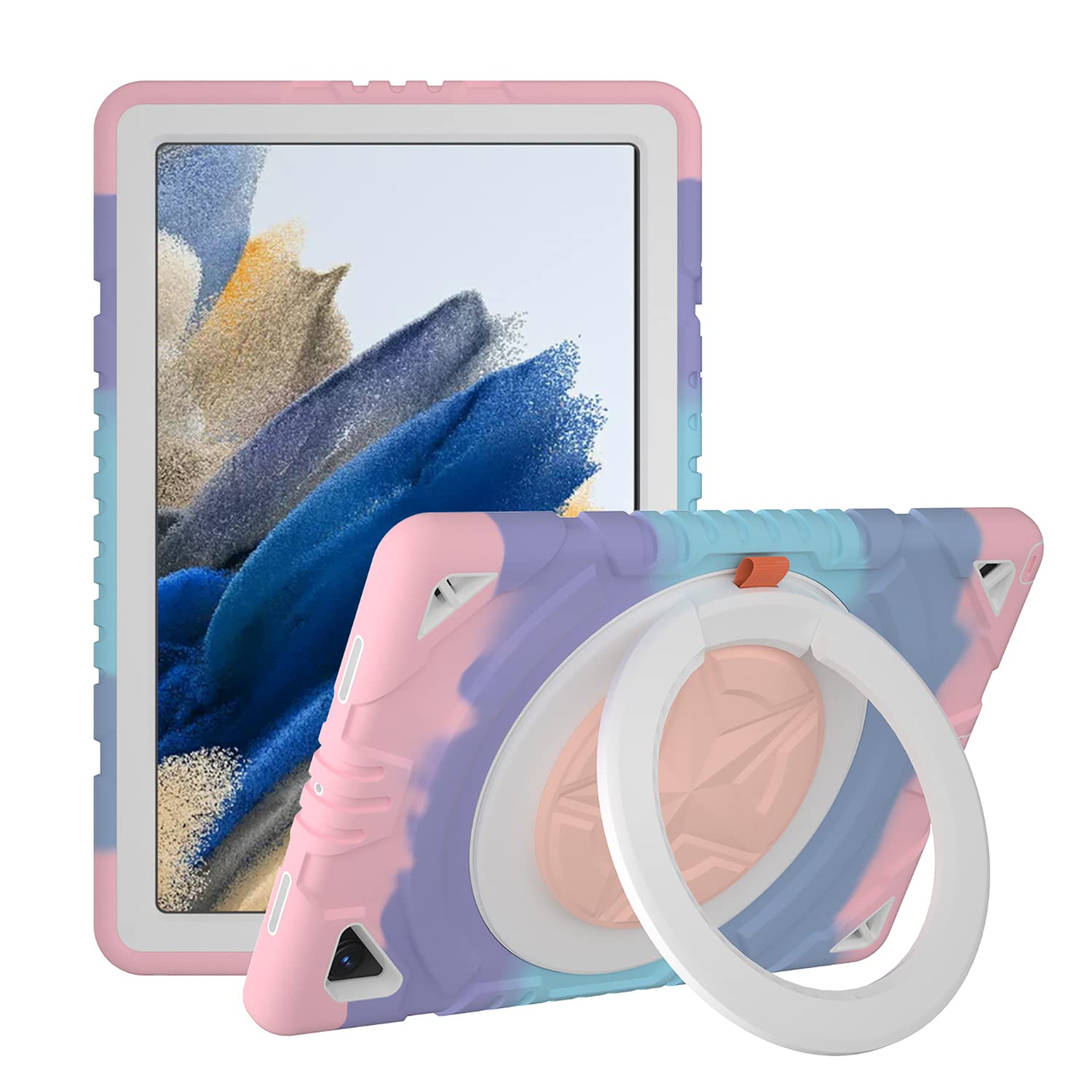 Xzc Samsung Galaxy Tab A8 Case 10.5'' 2022 (Sm X200/X205/X207) Heavy Duty Shockproof Rugged Cover With Rotating Stand/Pencil Hol