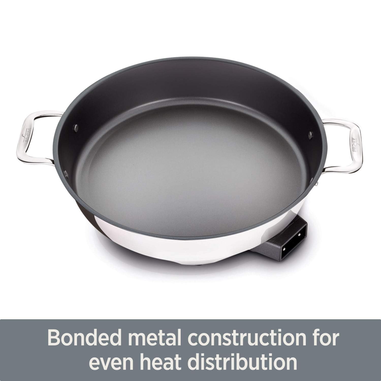 All Clad Electrics Stainless Steel And Nonstick Surface Skillet 7 Quart 1800 Watts Temp Control, Cookware, Pots And Pans, Oven, Broil, Dishwasher Safe