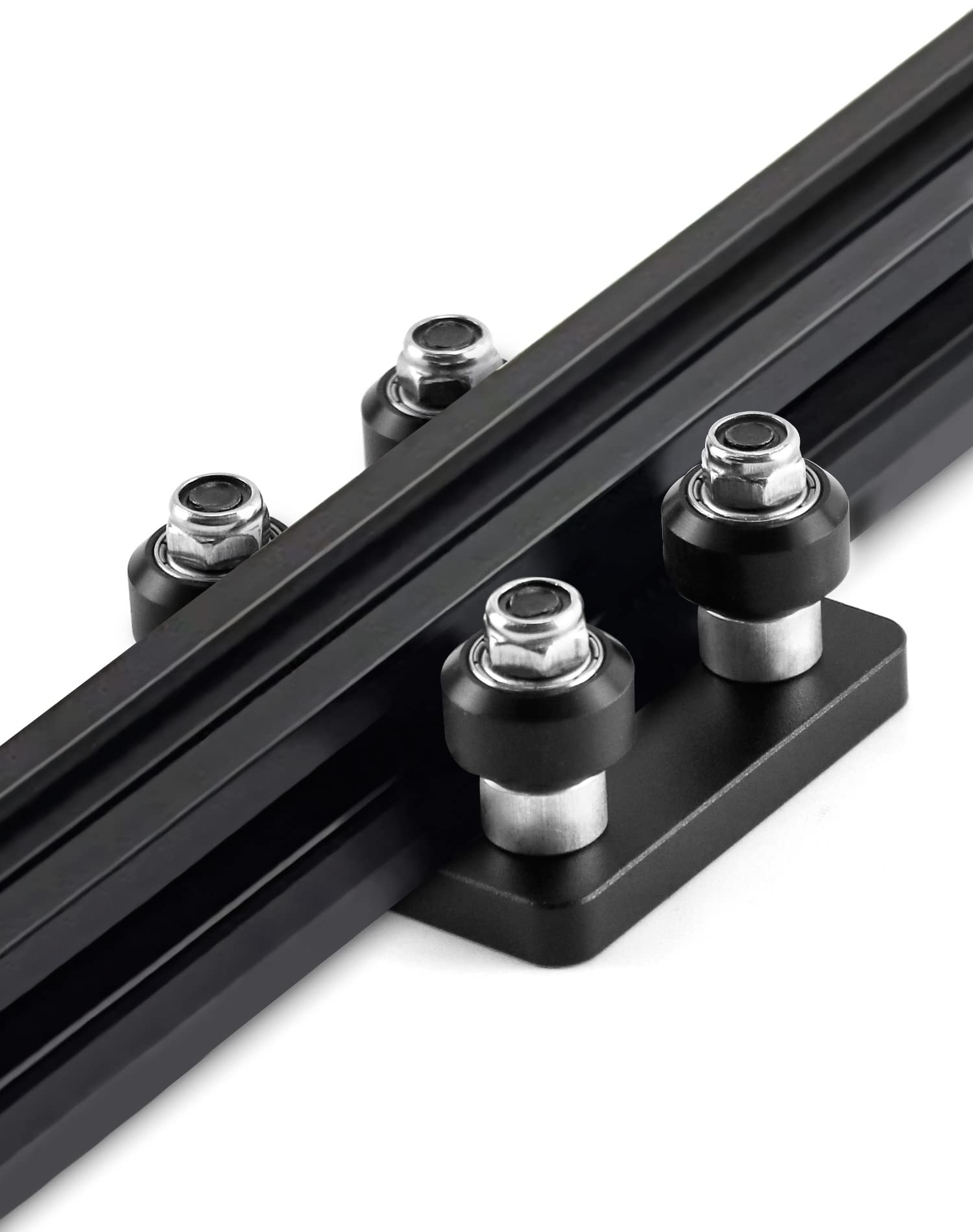 Qwork Small V Wheel Plate, 2 Pack V Slot Gantry Rod Plate With Wheel, For 2020 Aluminum Profile, Cnc And 3D Printer Parts Black