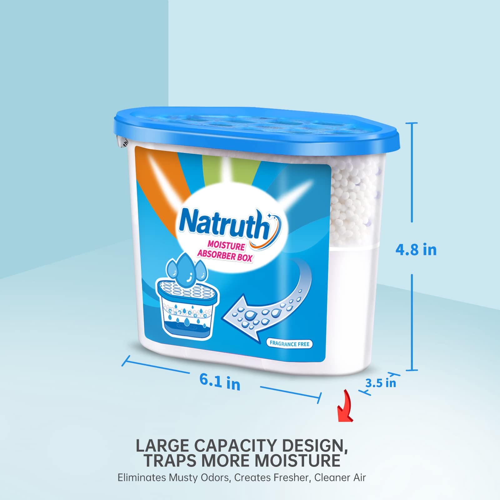 Natruth Moisture Absorber Boxes, Unscented 800Ml(6 Packs)*12.5Oz Closet Dehumidifier, Eradicate Odor Moisture Absorbers Bucket,