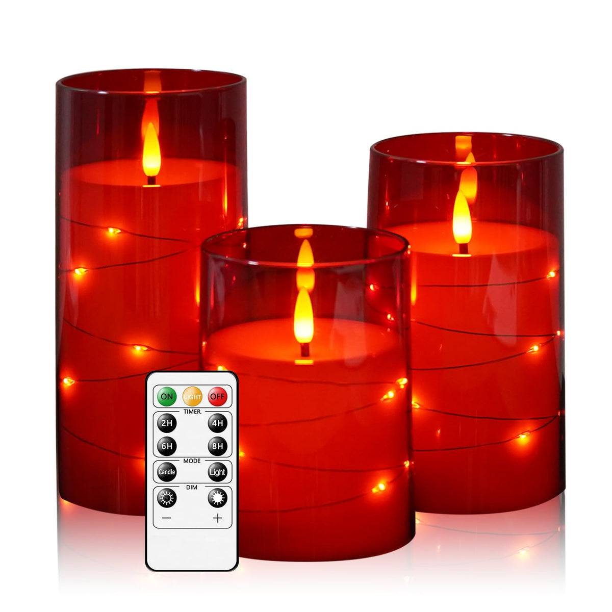 Kakoya Flameless Led Candles With Timer 3 Pc Flickering Flameless Candles For Romantic Ambiance And Home Decoration Stable Acryl