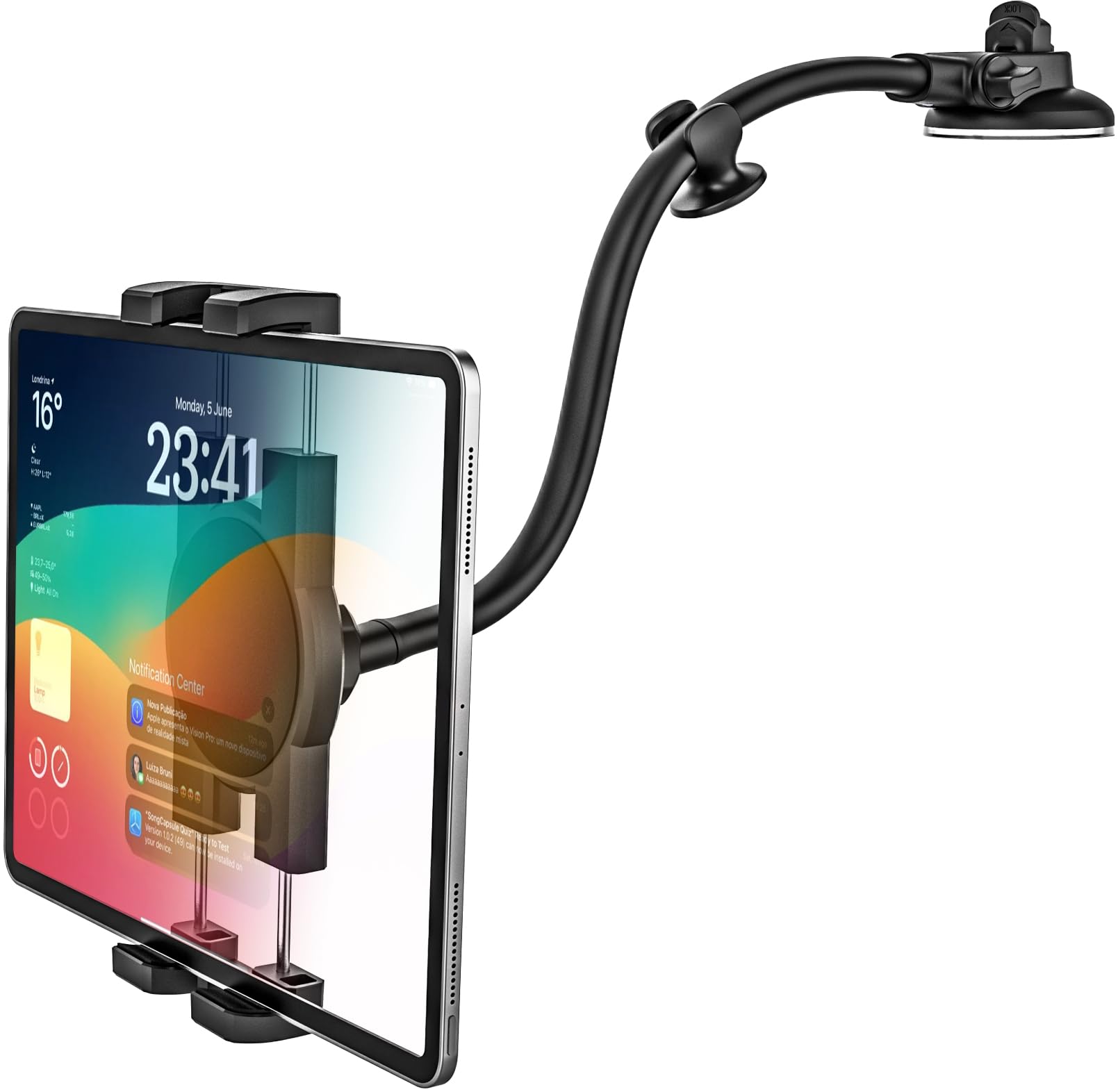 Gdzn Car Dashboard Tablet Mount, Vehicle Dash Ipad Holder, Gooseneck Long Arm Stand With Strong Sticky Gel Suction Cup For Ipad 