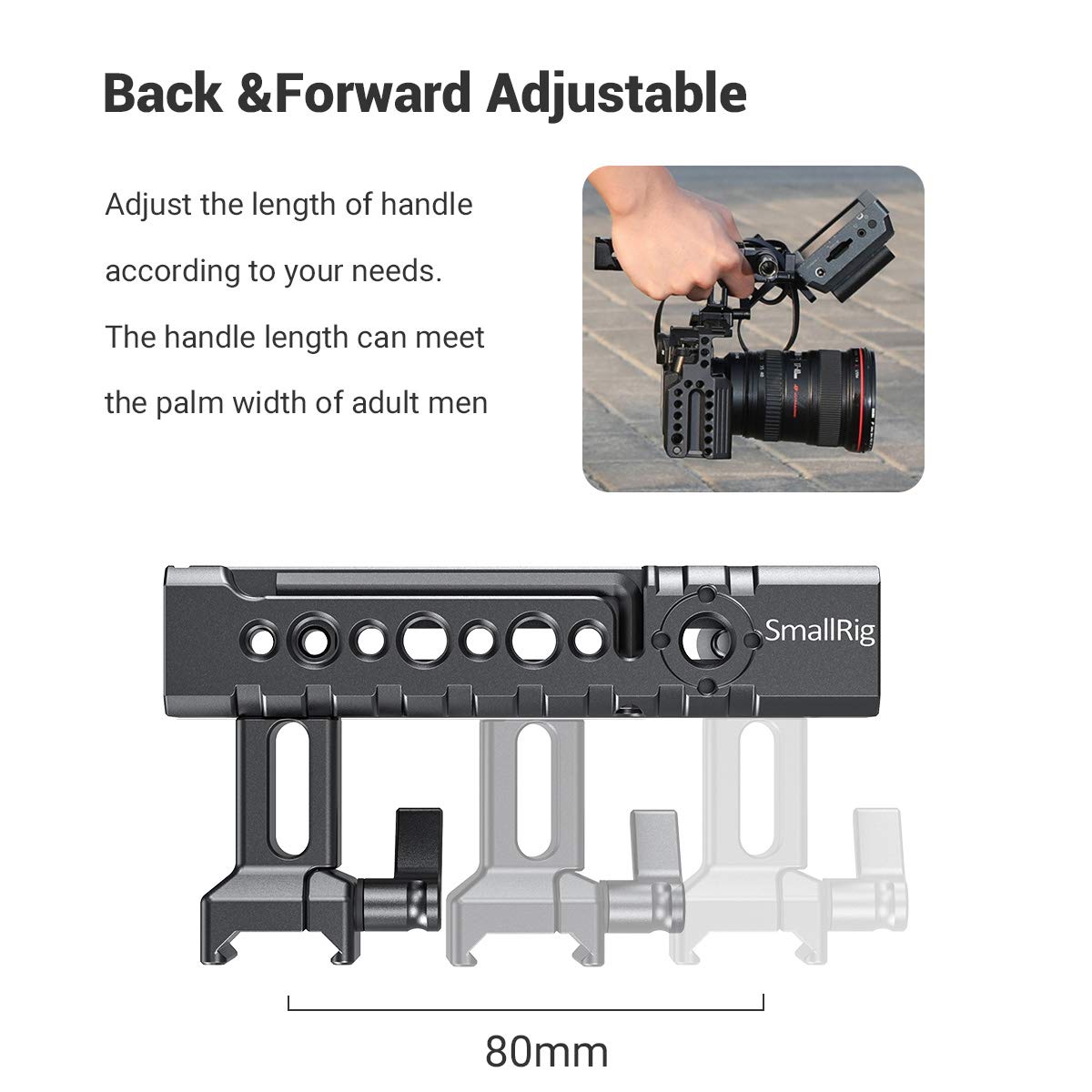 Smallrig Nato Top Handle Quick Release Handgrip, Built In Cold Shoe Mount, 1/4'' 20 And 3/8'' 16 Thread Holes, Locating Holes Fo
