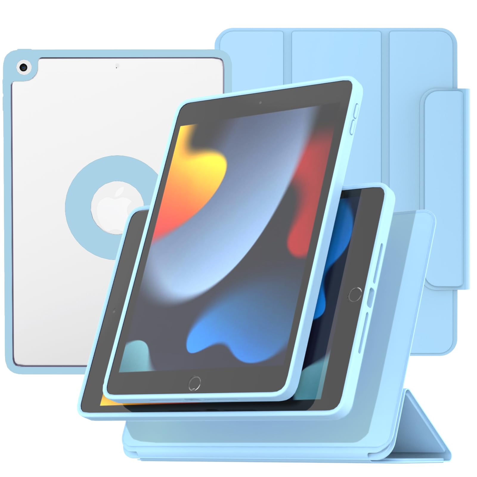 Zenlu Magnetic Case Compatible For Pad 9Th 8Th 7Th Generation 10.2'', Removable Folio Cover, Premium Semi Silicone Leather, Vert