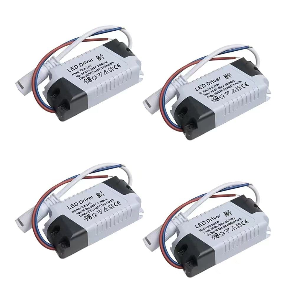 Acxico 4 Pcs Led Driver 8/12/15/18/21W Power Supply Dimmable Transformer Waterproof Led Lig