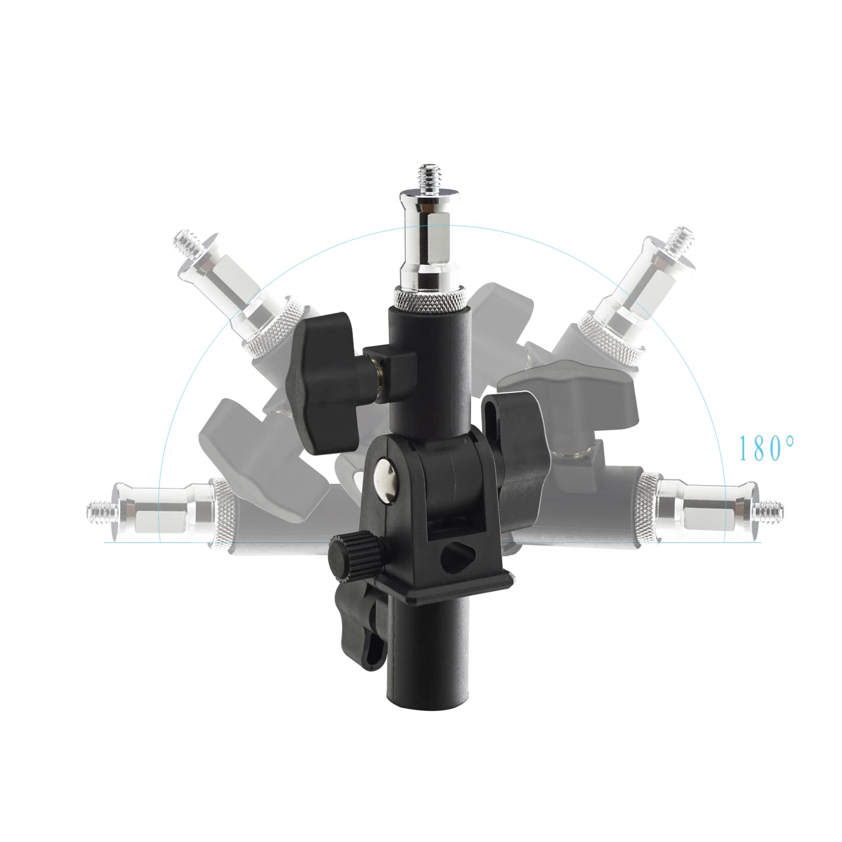 Alluneitter U Shape Camera Flash 180Swivel Mount Bracket With Standard 1/4 To 3/8 Inch Flat Head Metal Screw Spigot Stud Compati