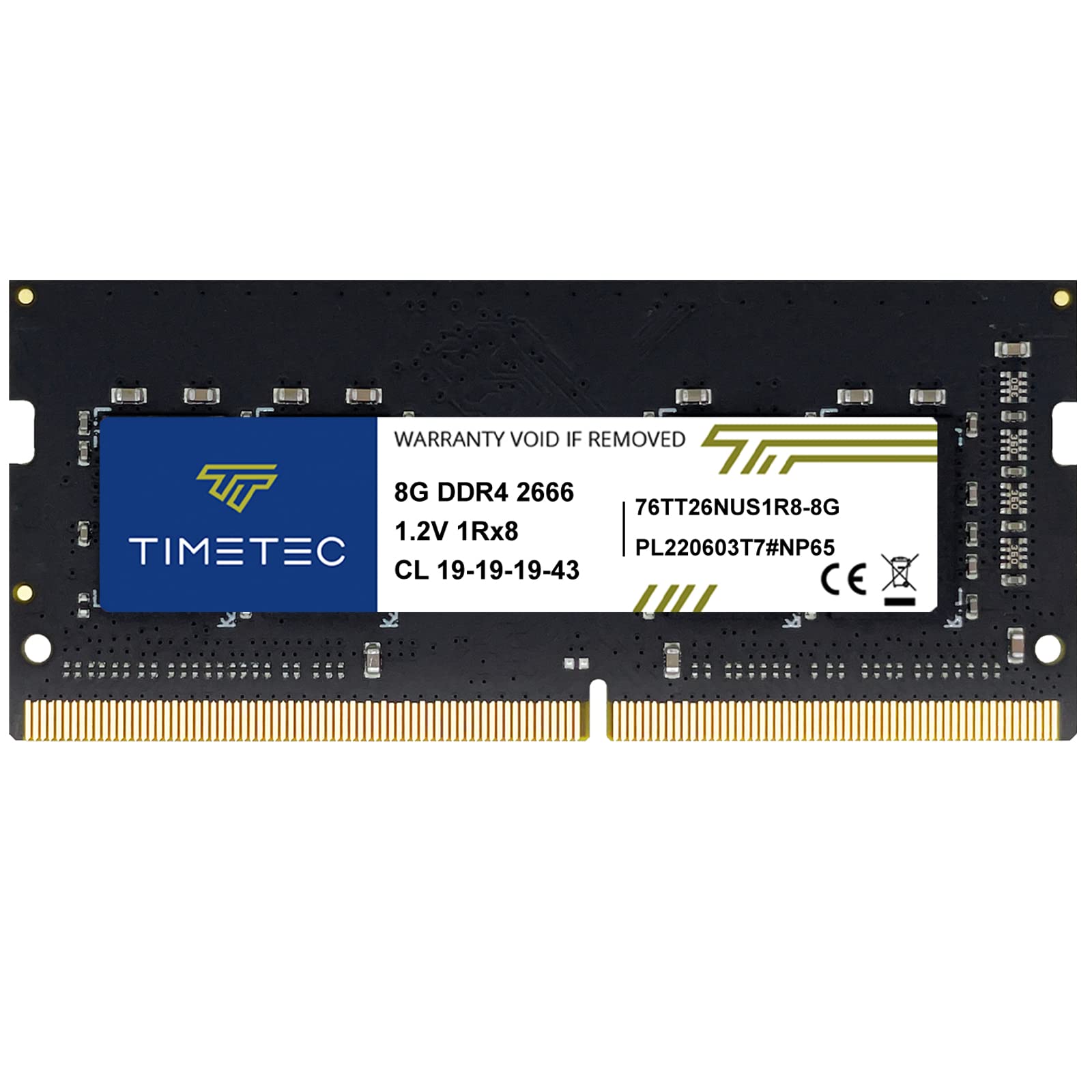 Timetec 8Gb Ddr4 2666Mhz (Ddr4 2666) Pc4 21300 ((Pc4 2666V) Non Ecc Unbuffered 1.2V Cl19 1Rx8 Single Rank 260 Pin Sodimm Laptop