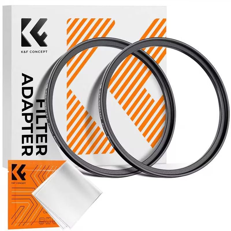K&F Concept 49 52Mm(2 Pcs) Step Up Ring Adapter, 49Mm To 52Mm Step Up Filter Ring For 49Mm Lens Install 52Mm Nd Cpl Uv Lens Filter