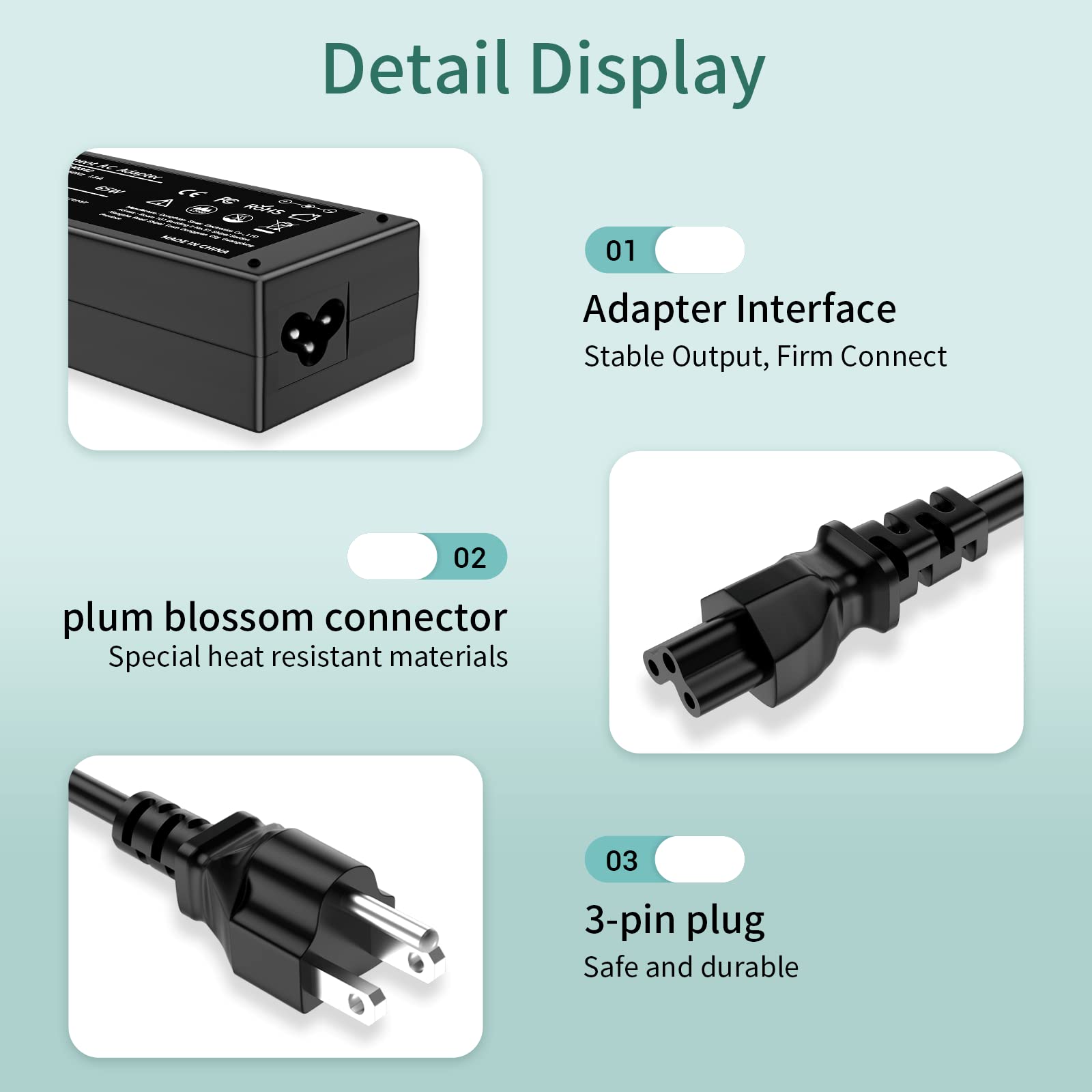 65W Ac Adapter Charger Replacement For Dell Inspiron 15 3000 Charger 3552 3558 3576 3580 5551 5557 5558 5559 5566 5567 5568 5570