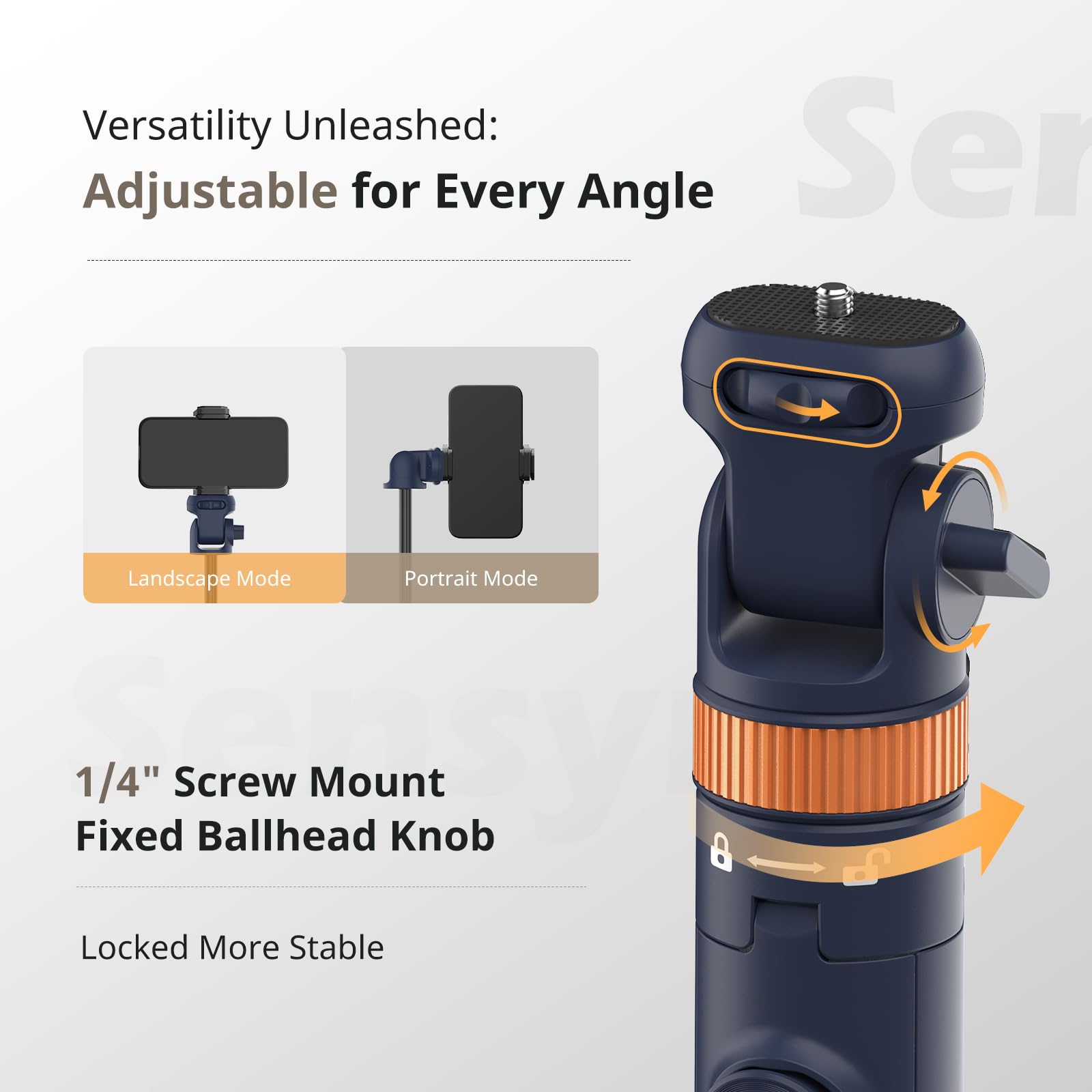 SENSYNE 72 Phone Tripod & Selfie Stick, Extendable with Detachable Holder, Compatible with All Cell Phones/Cameras, Blue