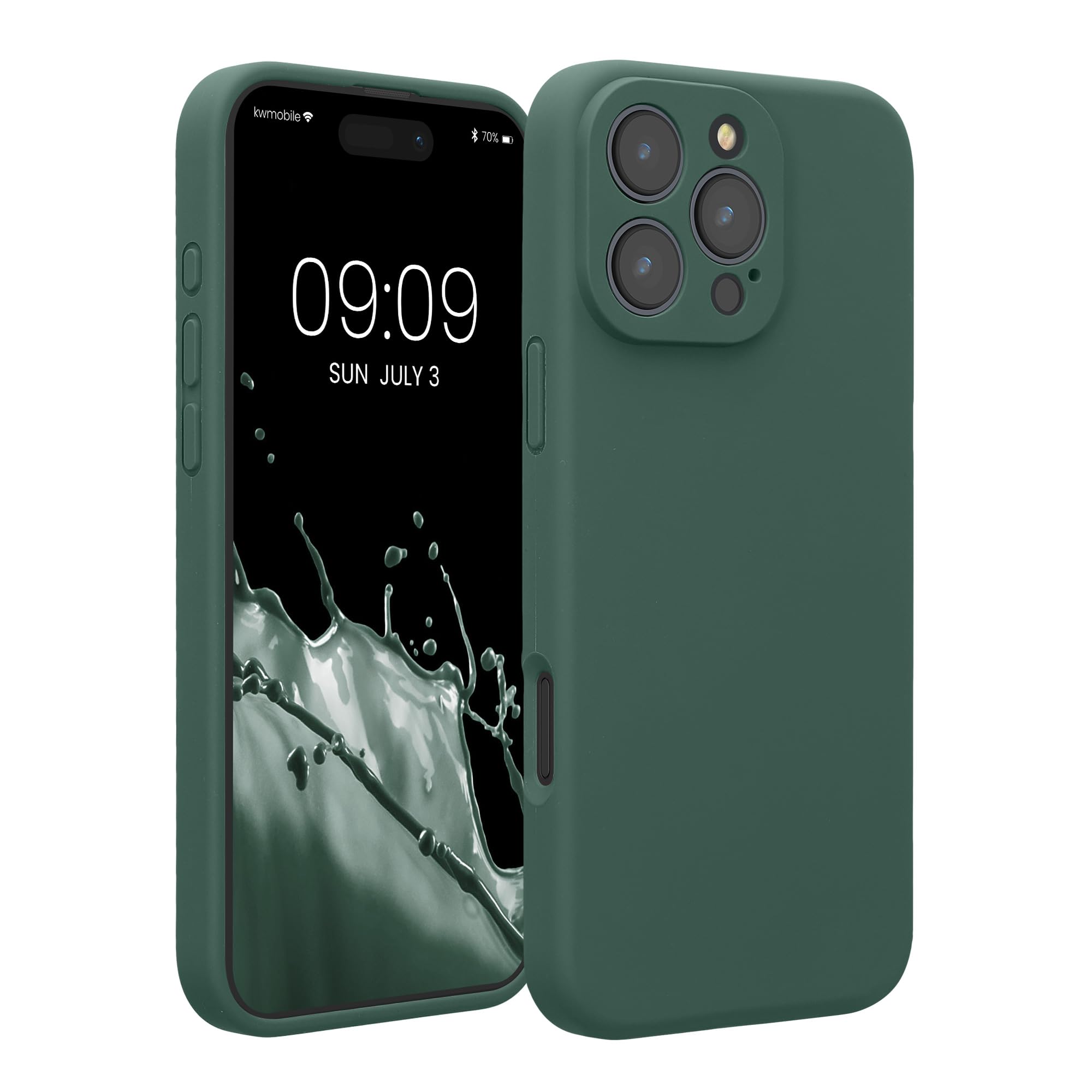 kwmobile Case Compatible with Apple iPhone 16 Pro Max Case - Slim TPU Silicone Phone Cover - Soft Touch Finish - Forest Green