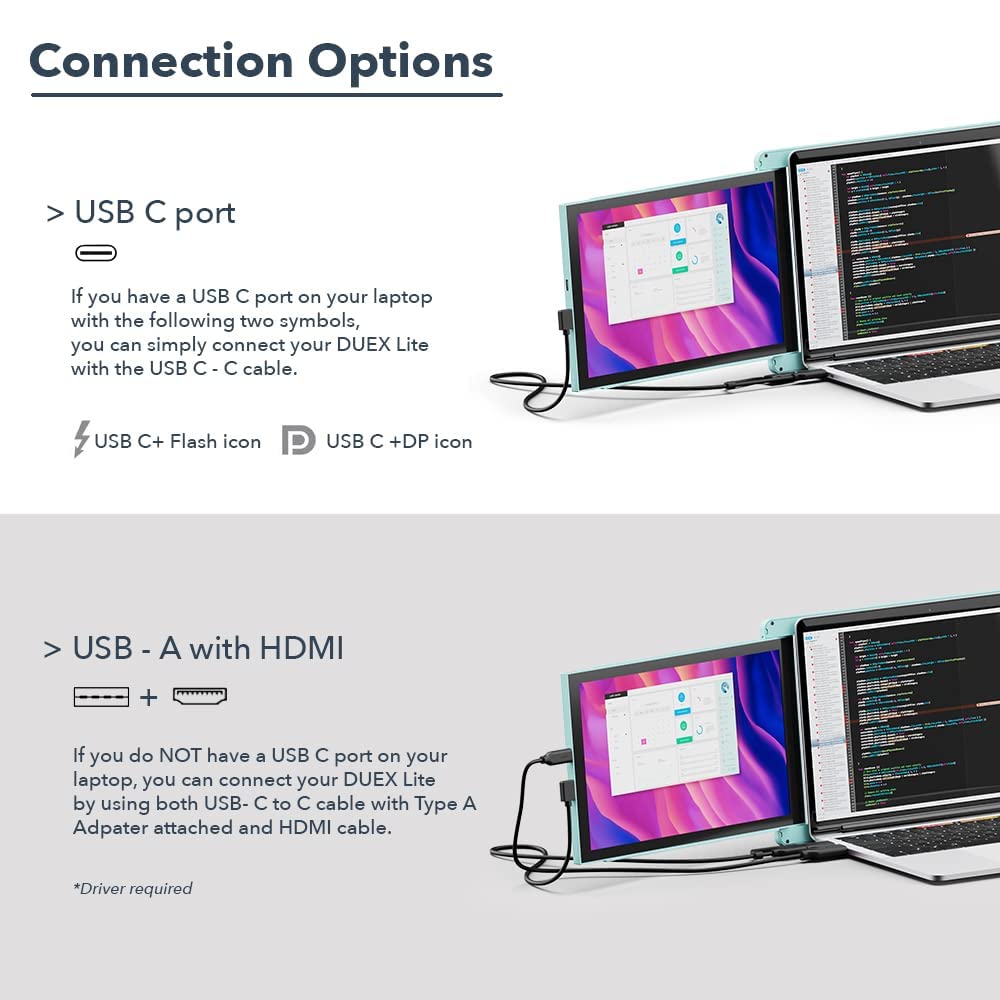Duex Lite New Mobile Pixels Portable Monitor (2025 Upgraded), 12.5 Full Hd Ips Laptop Screen Extender, Usb C/Hdmi Powered Plug A