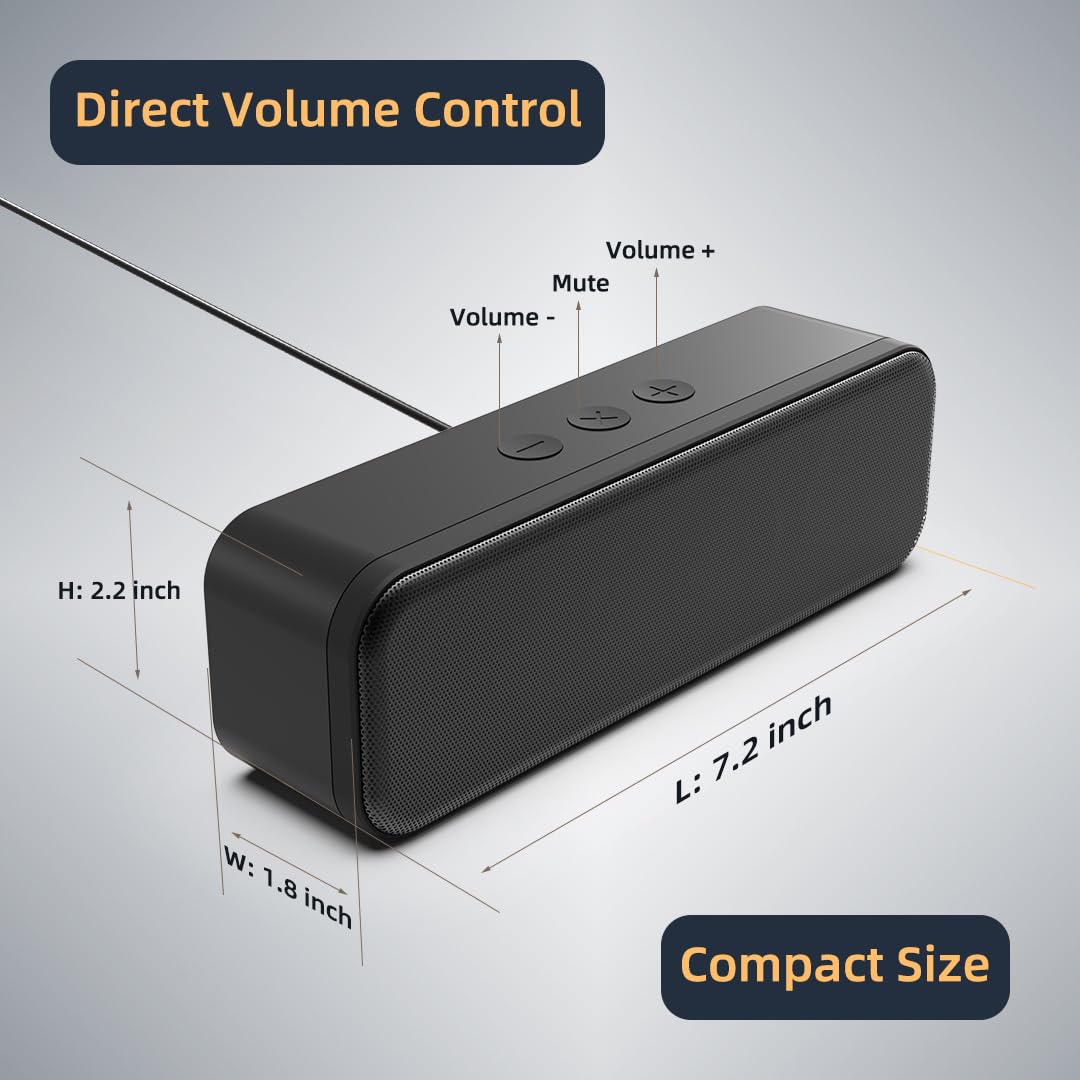 Lielongren [Newer] Usb Computer Speakers For Desktop, Laptop Speaker, Pc Speaker, Small Computer Soundbar With Hi Quality Sound,