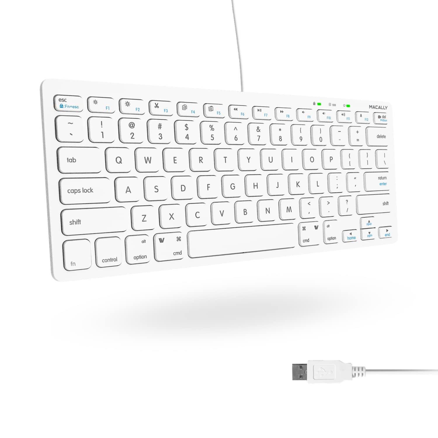 Macally USB Wired Keyboard for Mac and Windows PC - Plug and Play Apple Keyboard with 78 Scissor Switch Keys and 13 Shortcut Key