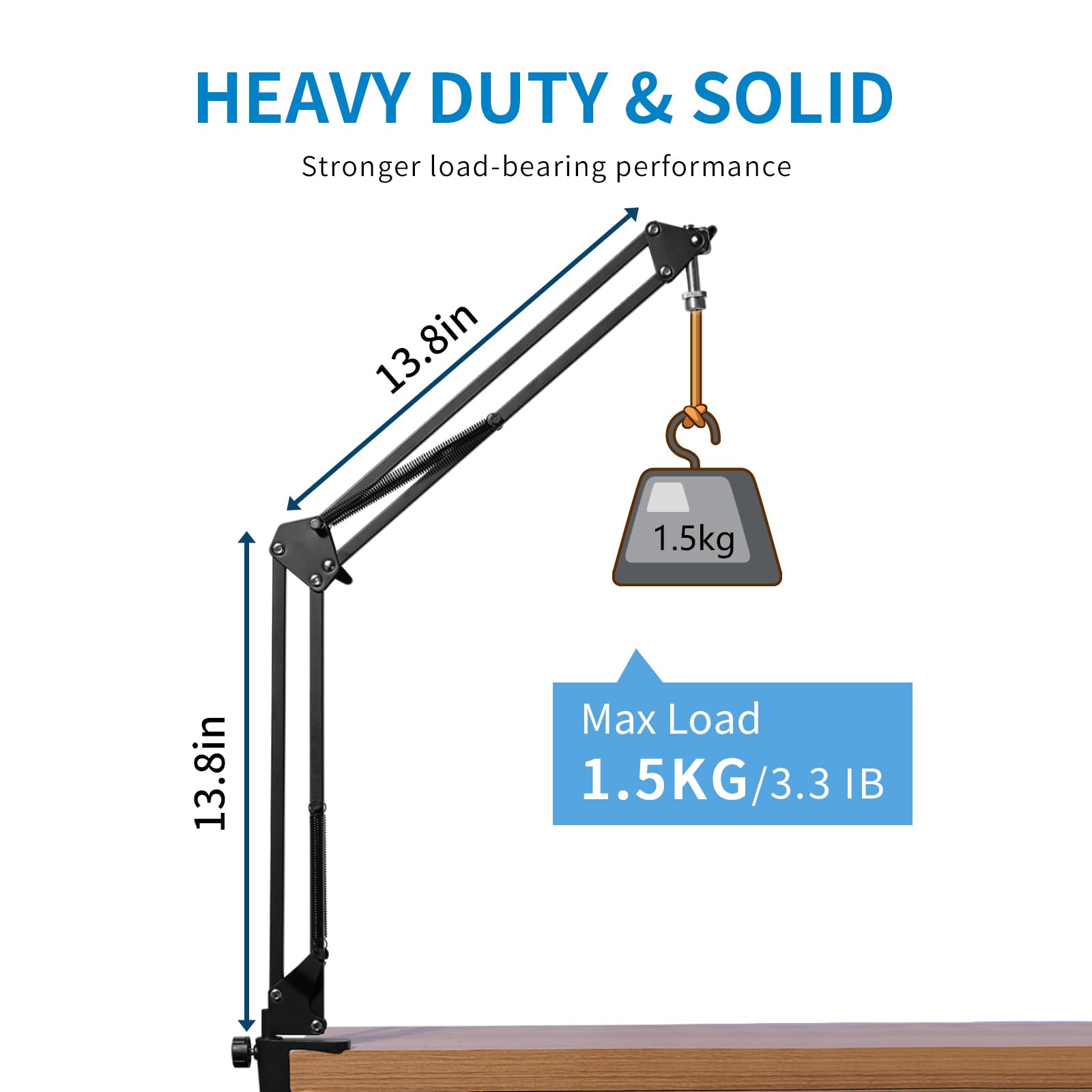 Feelworld Ams1 Microphone Boom Arm, Adjustable Mic Arm Stand With 3/8    To 5/8    Screw, Compatible With Pm1 And Other Mics For