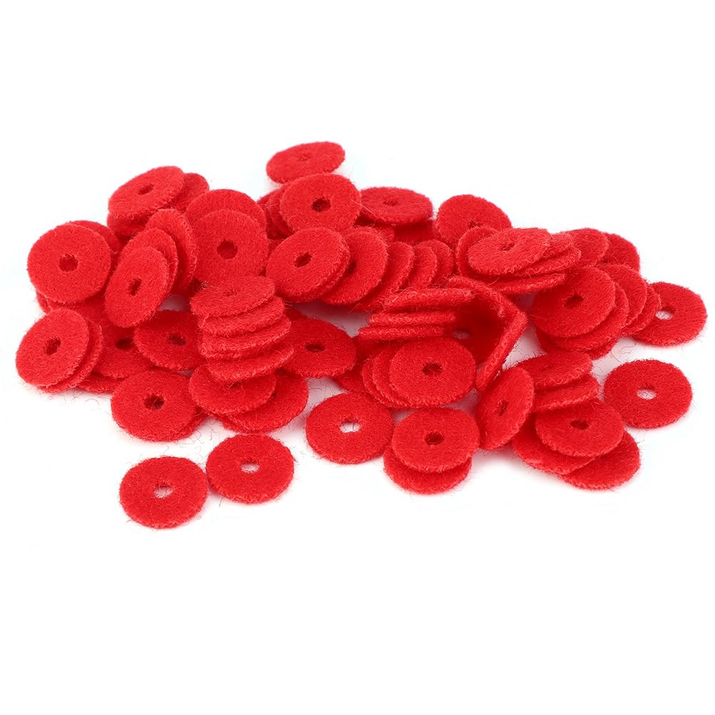 Oumefar Wool Red Felt Discs Piano 761 90Pcs Piano Ring Gaskets Soft Wool Small Red Tuning Tool Accessories 1Mm Thickness