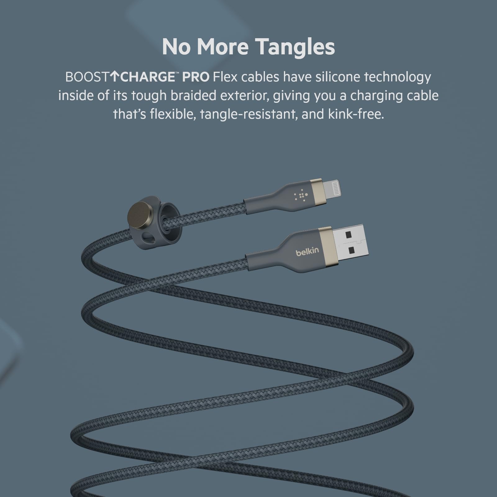 Belkin BoostCharge Pro Flex Braided USB Type A to Lightning Cable (2M/6.6FT), MFi Certified Charging Cable for iPhone 13, 12, 11, Pro, Max, Mini, SE, iPad and More, 2 Pack, Blue