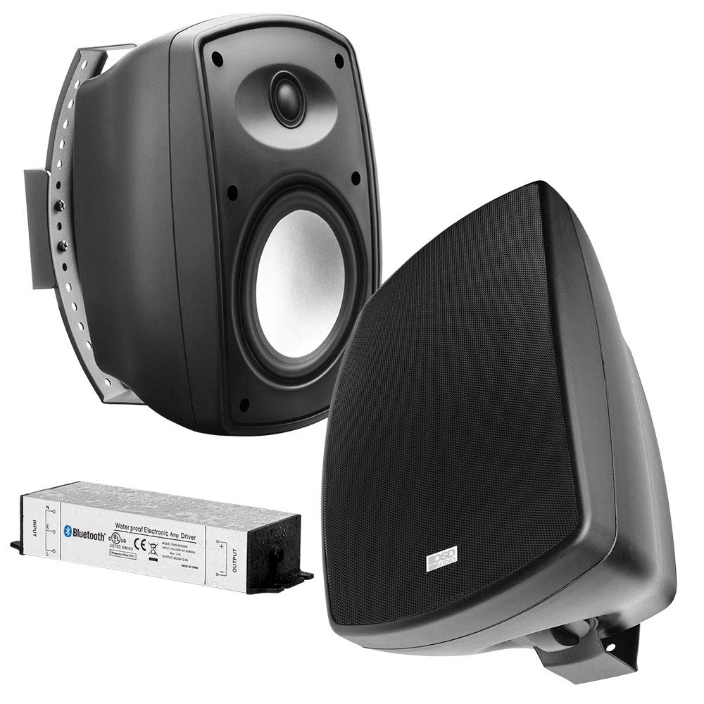 OSD Audio 6.5' Wireless Bluetooth Outdoor Patio Speaker Architectural Stereo Pair Black BTP650 Long Range Bluetooth