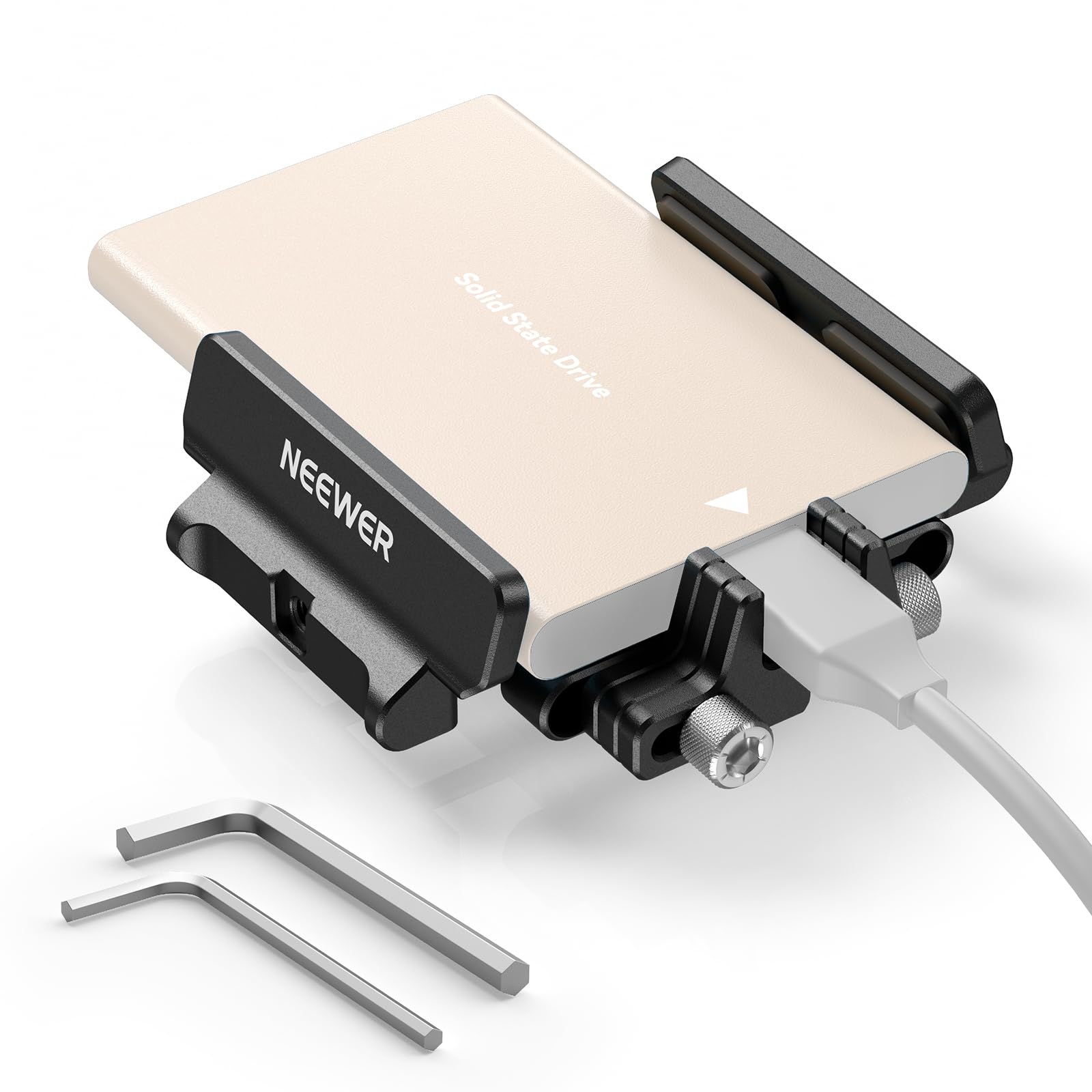 Neewer Mount Bracket Ssd Holder With Cold Shoe Cable Clamp, 1.6'' 2.6'' For Samsung T5 T7 Ssd Sandisk Compatible With Smallrig C