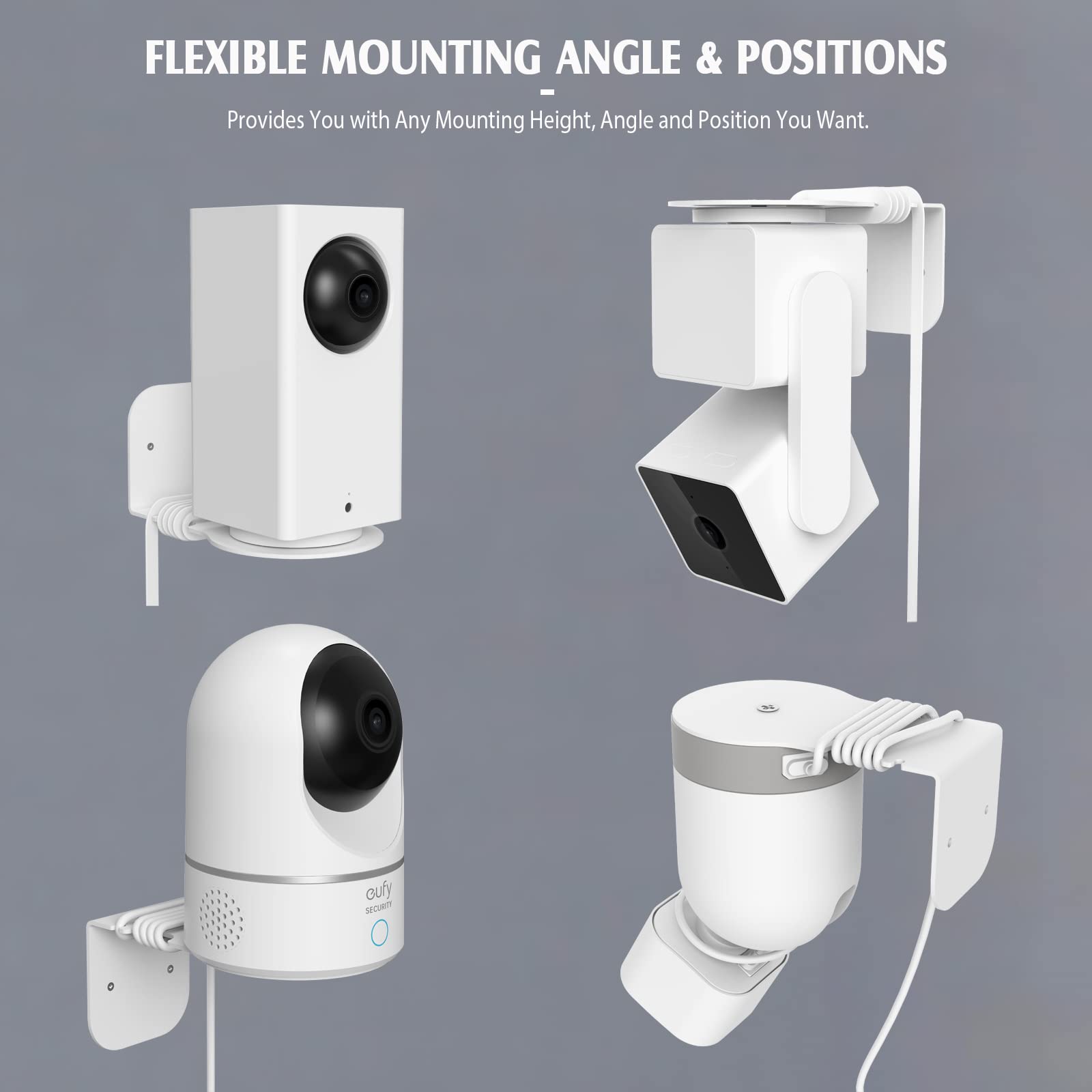 Puuuci Wall Mount For Blink Mini Pan Tilt Camera/Wyze Cam Pan V3&V2 / Eufy Security Solo Indoorcam P24   Wyze/Blink/Eufy Securit