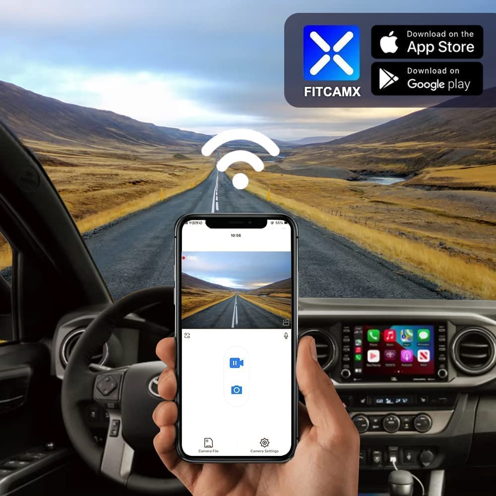 Fitcamx Front 4K And Rear 1080P Dash Cam Adapts For Toyota Tacoma 2018 2019 2020 2021 2022 2023 Limited Trd Sport Off Road Pro S