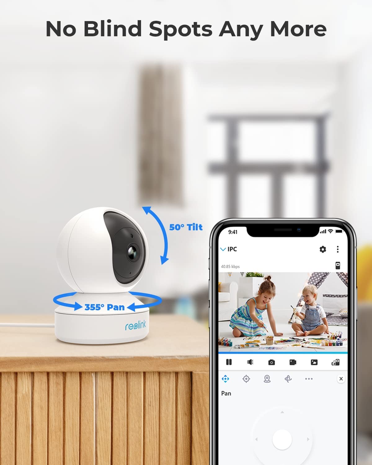 Reolink 2K Indoor Camera, E1 Plug In 2.4G Wifi Security Camera Wireless For Baby/Pet Monitor With Phone App, 360 Degree Pet Came