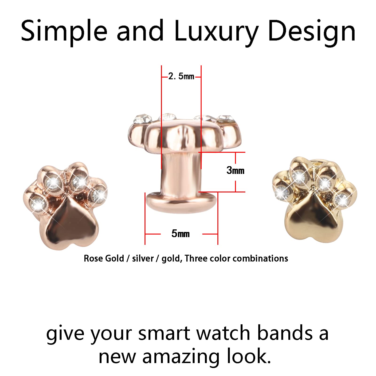 Ferjitgr 3Pcs Decorative Charms Nails Studs Compatible With Apple Watch Band 45/44/42/41/40/38Mm Silicone Bands Iwatch Series 8