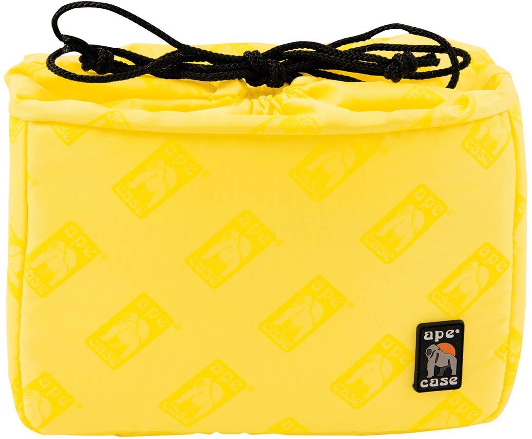 Ape Case Cubeze (ACQB 37) Flexible Padded Storage Bag; Removable & Adjustable Padded Inserts; Drawstring Closure; Hi-Vis Yellow Interior; Exterior Pockets for Accessories; Yellow