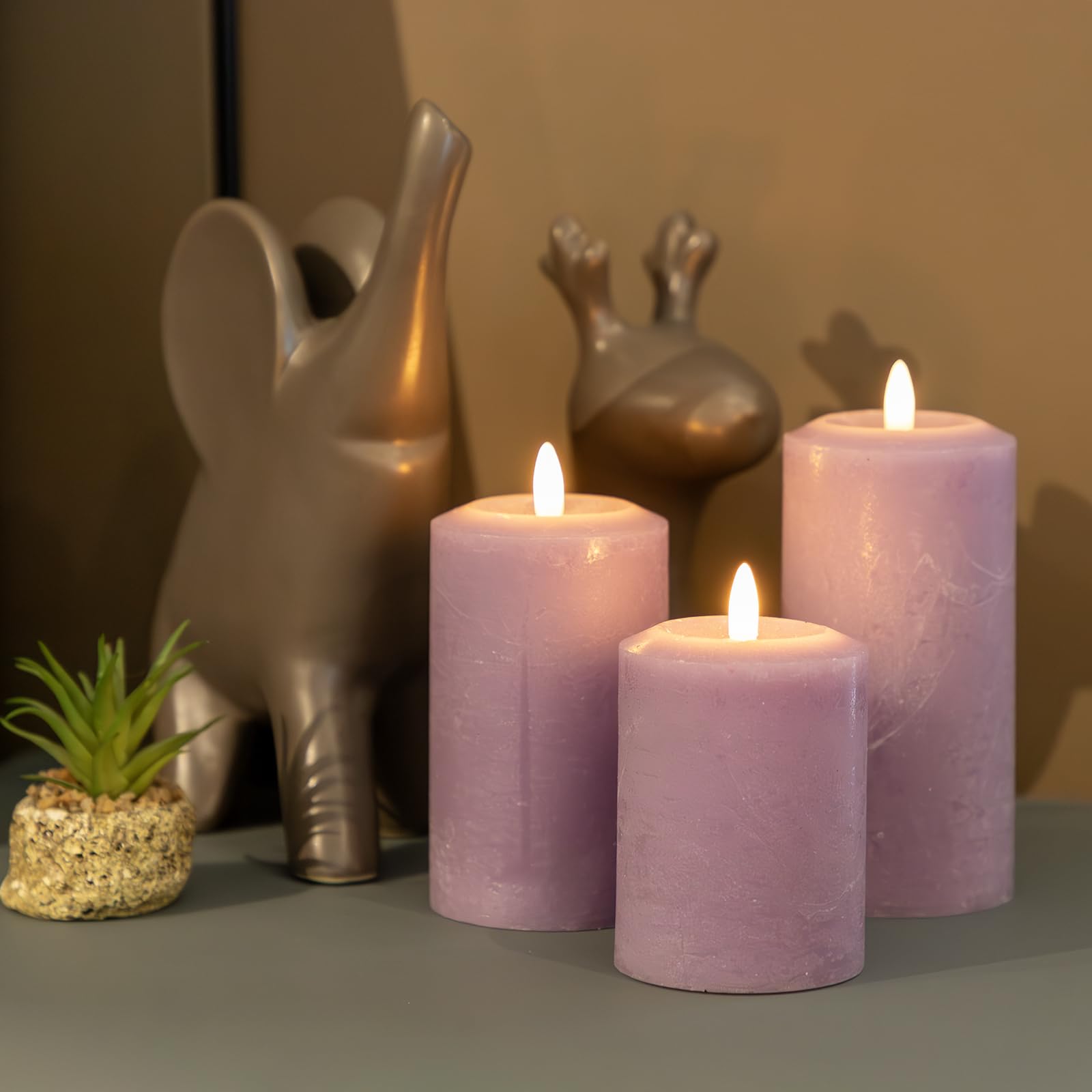 Angelloong Real Wax Led Candles Flickering, Flameless Battery Operated Candle With Remote, Pillar Electric Timer Candles For Hom