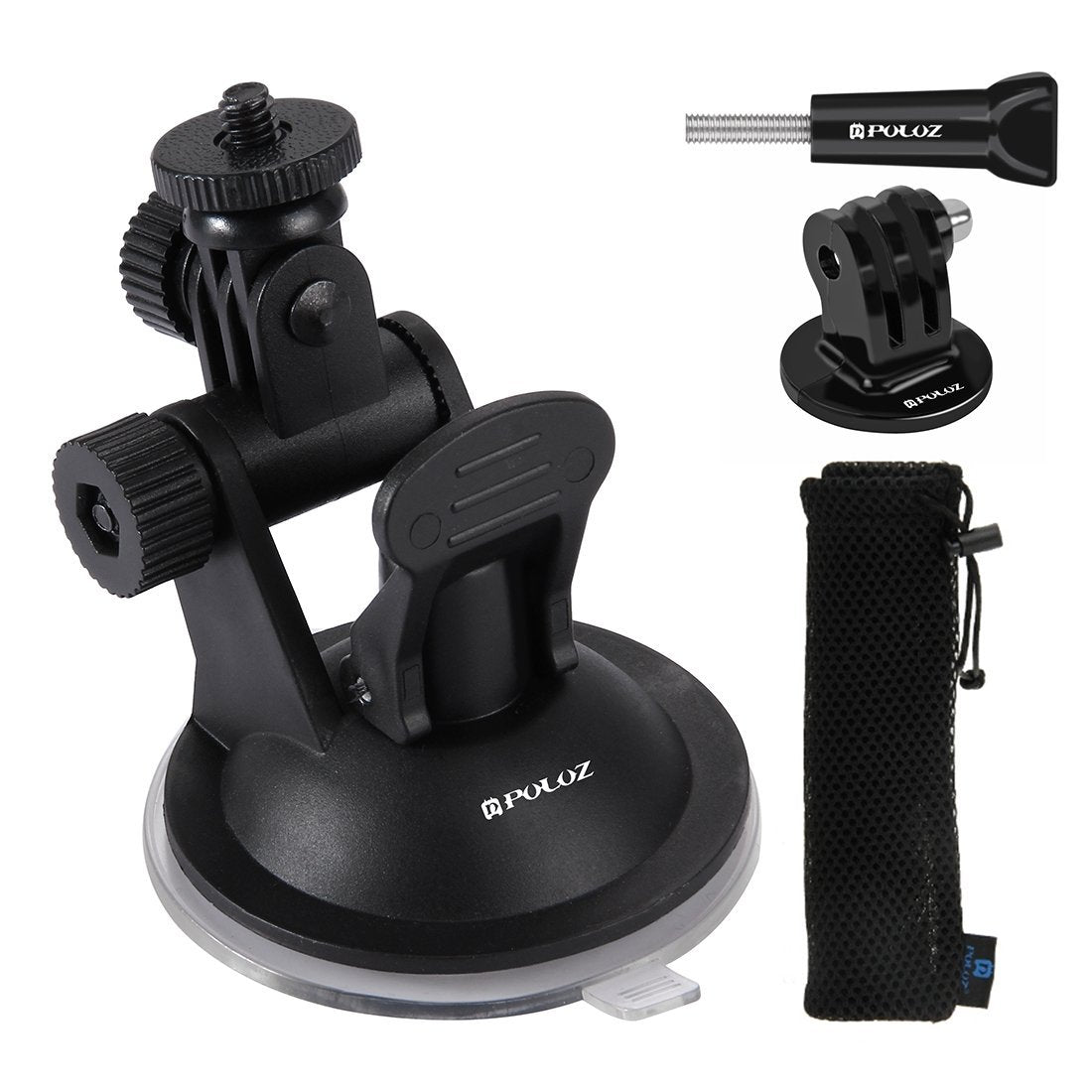Puluz Car Suction Cup Mount With Screw Tripod Mount Adapter Storage Bag For Gopro Hero4 / 3+ / 3/2 / 1