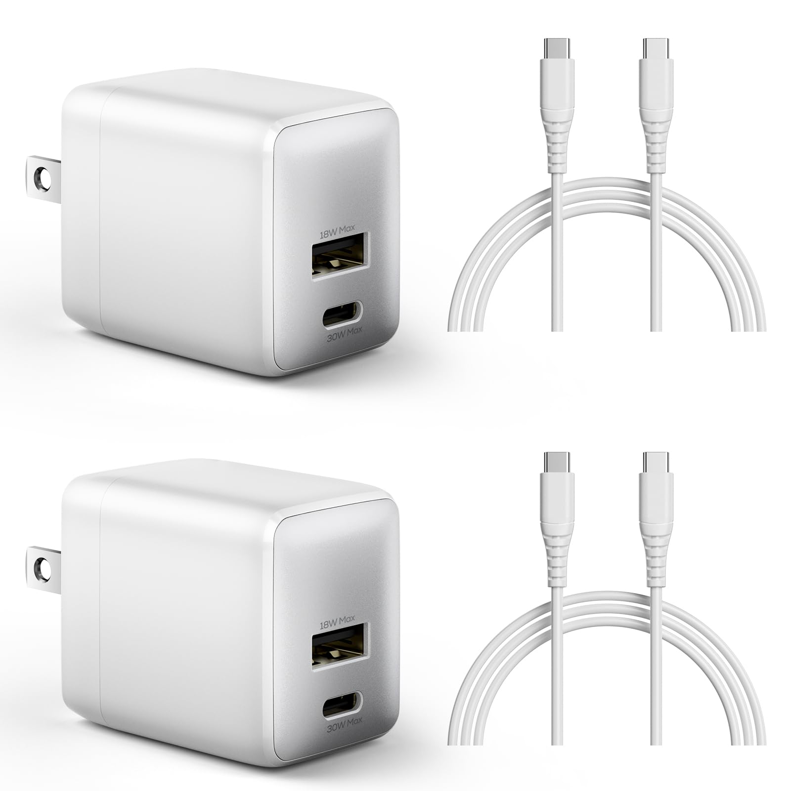 wegear USB C Fast Charging Charger, 30W DualPort GaN Nano Charger with Foldable Plug for iPhone 17/16/15 Series, iPad, Galaxy S