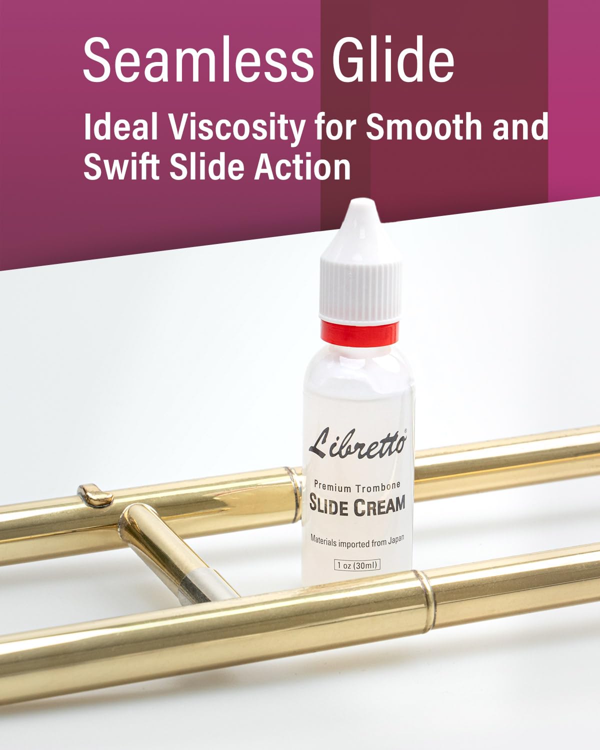 Libretto Trombone Slide Cream, Set Of 2, Long Lasting Lubricant, Smooth, Odorless, Safety Cap, Special Blended Synthetic Formula