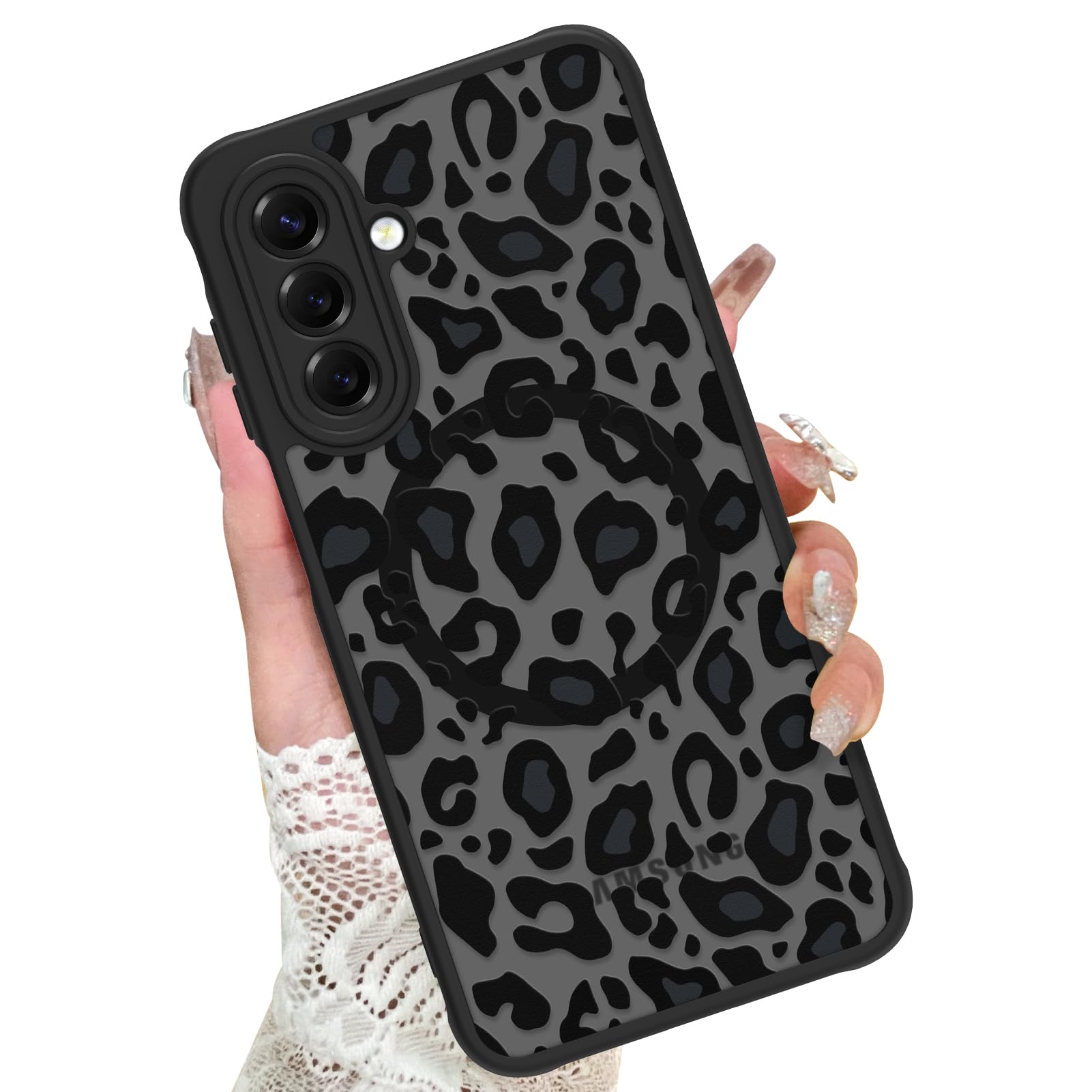 KANGHAR Case for Galaxy A17 Phone Case [Compatible with Magsafe] Leopard Printed Pattern Cute Cheetah Protective Magnetic Case f
