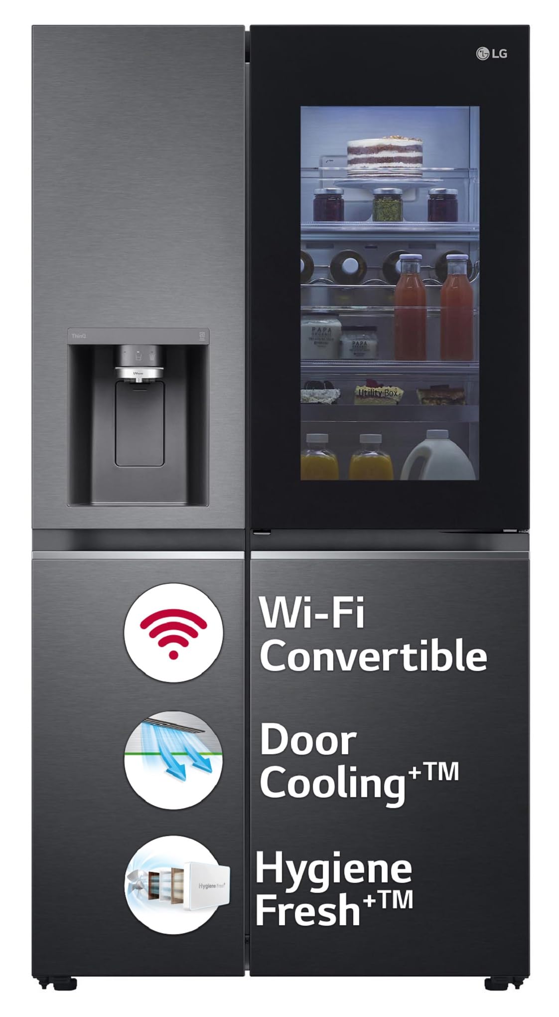 Lg 630 L, FrostFree, Inverter, WiFi Convertible, Instaview DoorInDoor, SideBySide Refrigerator With Ice And Water Dispense