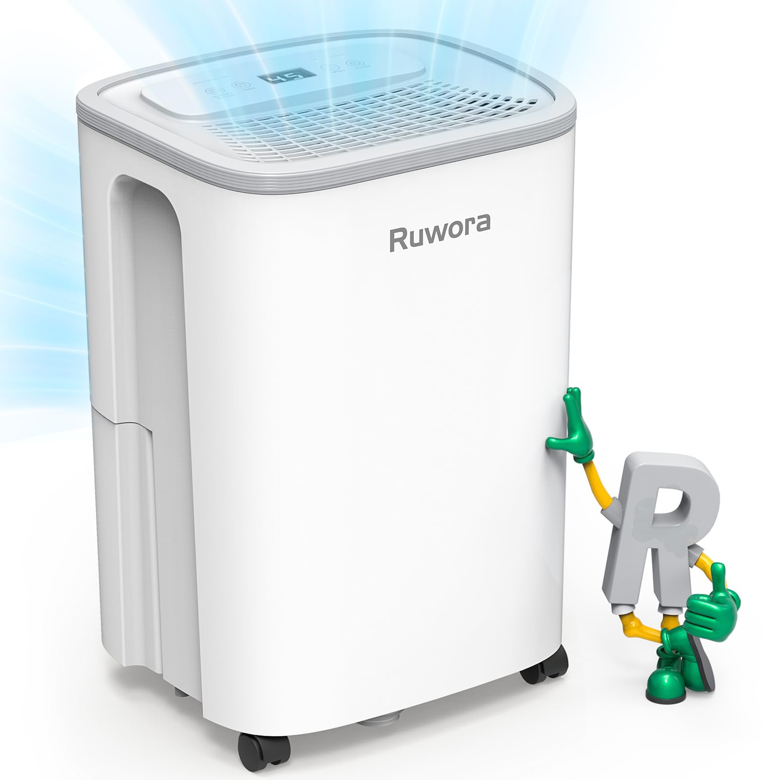 Dehumidifier For Home, Dehumidifier 4500 Sq.Ft 50 Pint, Dehumidifiers With Drain Hose, 0.66 Gallon Water Tank, Ruwora Dehumidifi