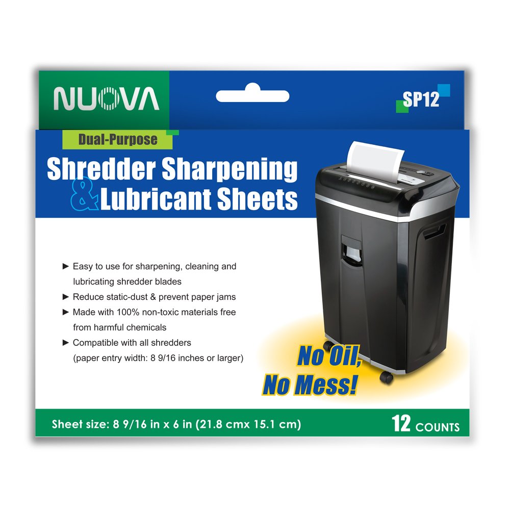 Nuova Shredder Sharpening & Lubricant Sheets   36 Counts (12 X 3 Pack)