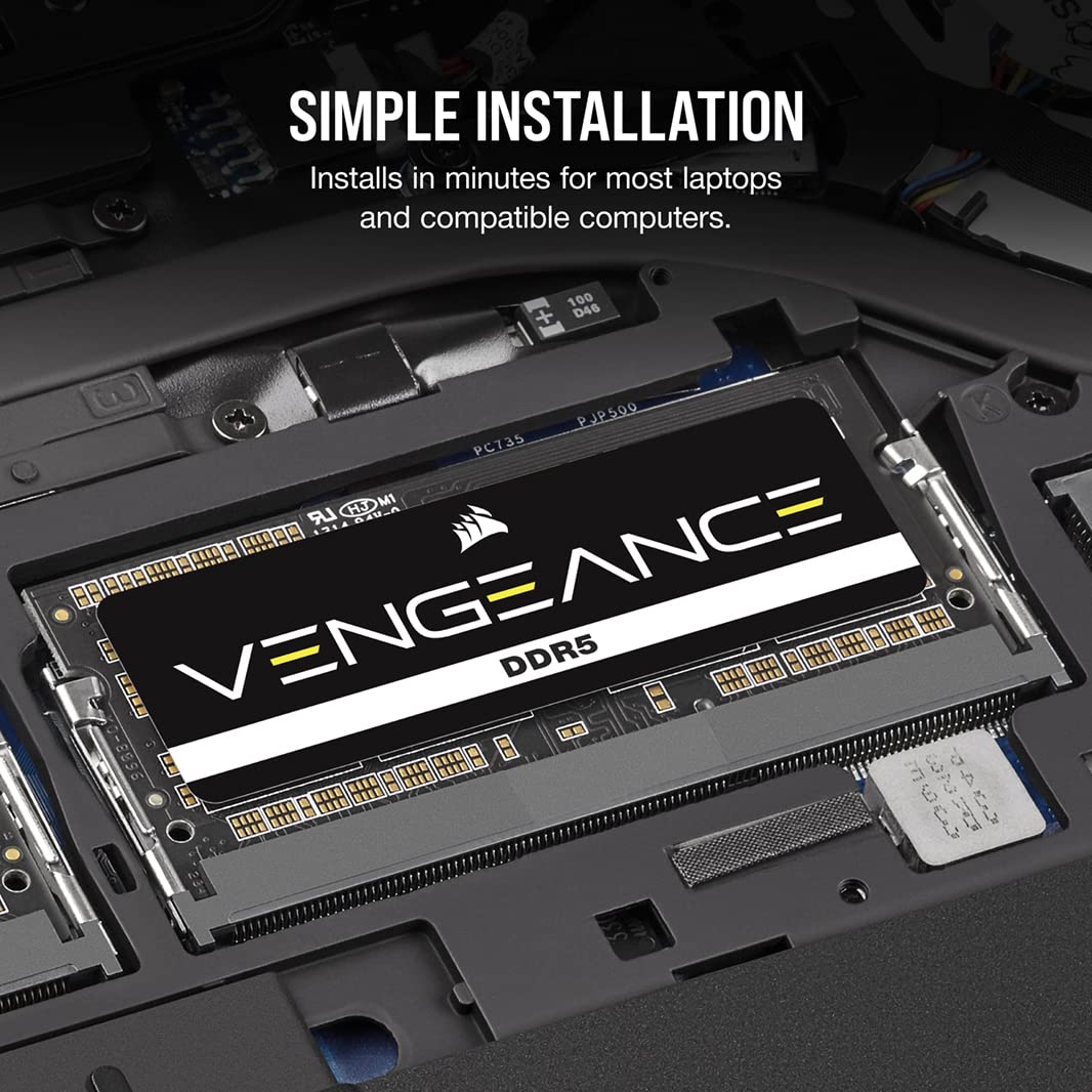 Corsair Vengeance Sodimm Ddr5 Ram 24Gb (1X24Gb) 4800Mhz Cl40 Intel Xmp Icue Compatible Computer Memory - Black (Cmsx24Gx5M1A4800