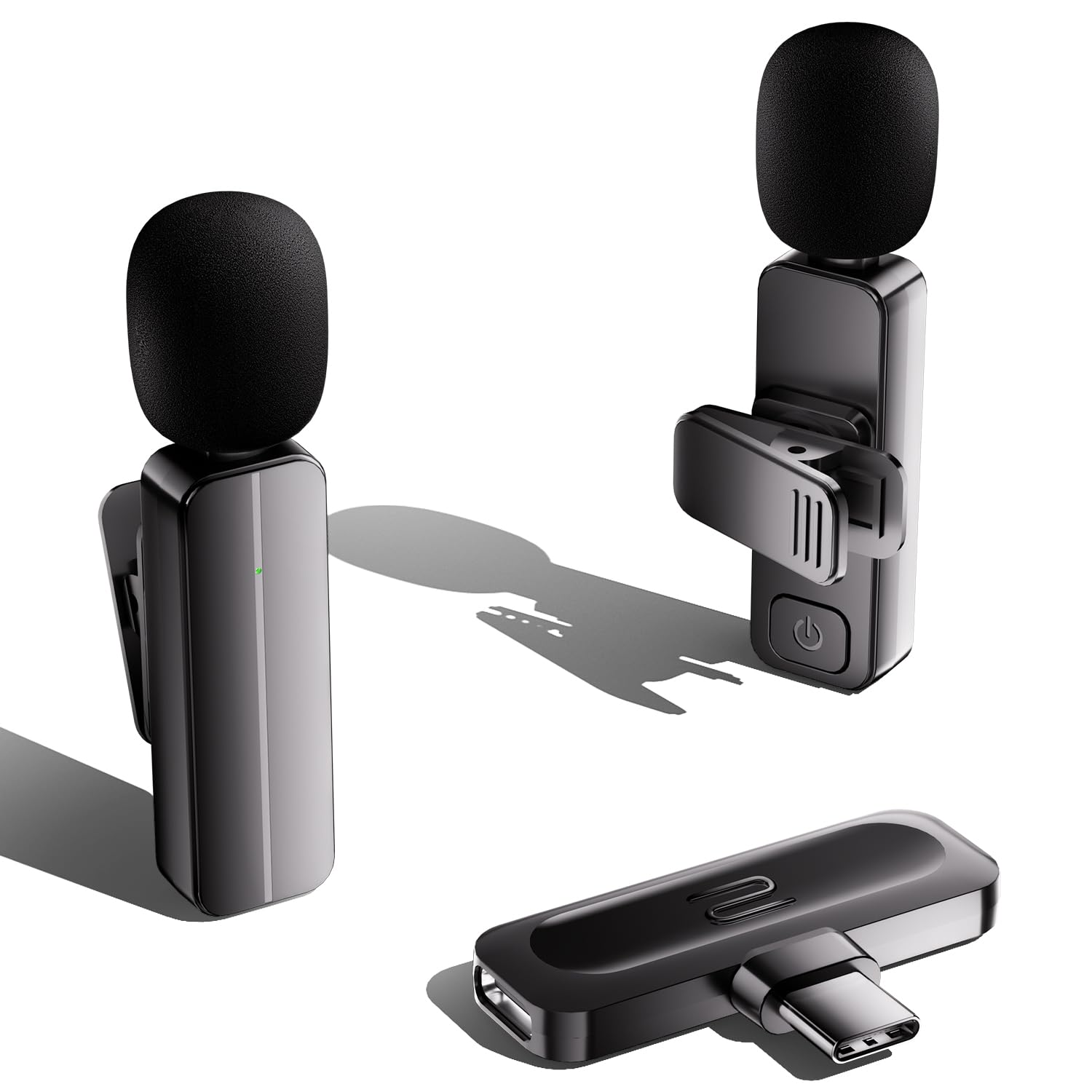 2 Pack Wireless Mini Lavalier Lapel Microphone for iPhone 15,16,Android Phone - 65ft Cordless Clip on Dual Mics with Noise Reduc