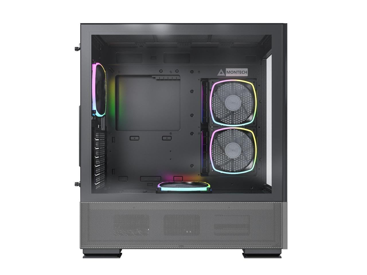 Montech Sky Two, Dual Tempered Glass, 4X Pwm Argb Fans Pre-Installed, Atx Gaming Mid Tower Computer Case, Type C, High Airflow P