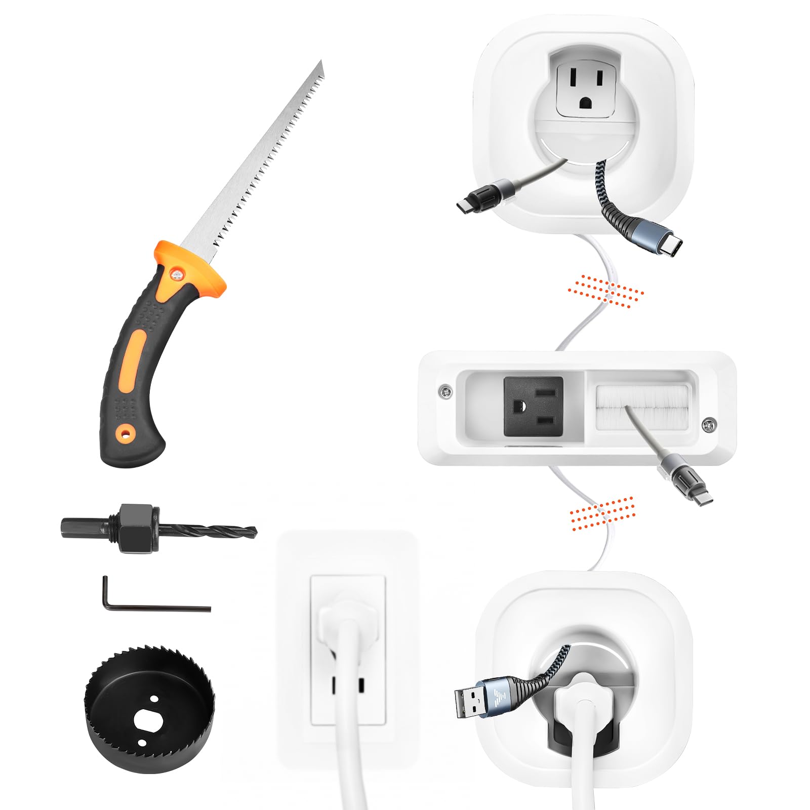 In Wall Cable Management Kit, Cord Hider For Wall Mounted Tv & Soundbar - Includes Power & Low Voltage Cable Management And Circ