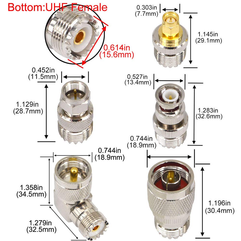 Rf Adapter Case Boobrie 20Pcs Rf Coaxial Connector Kit Uhf Adapter Set Uhf Connector K ...