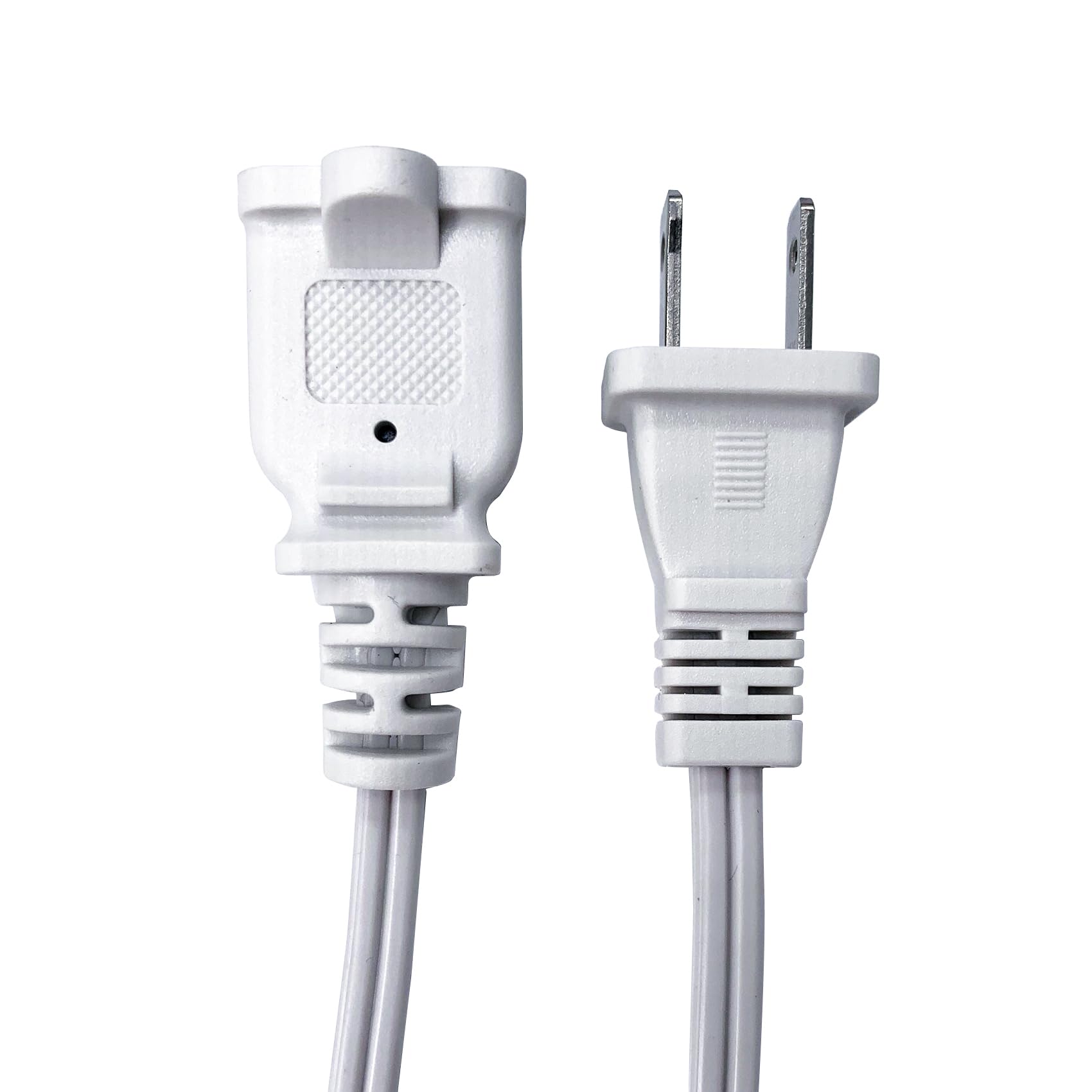 5 Ft Extension Cord, White 2 Prong Power Cord Cable,Small Short 18 Awg Power Cable, Us Male Female Extension Cords For Nema 1 15