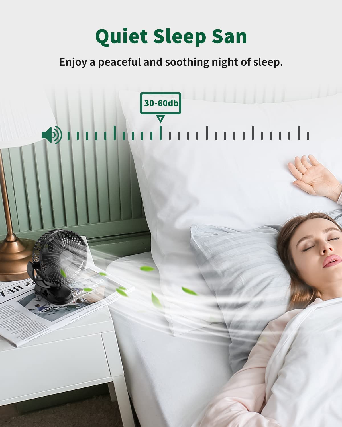 Dorobeen Portable Clip On Fan, 5000Mah Battery Powered Fan, 3 Speed Quiet Rechargeable Mini Desk Fan, 360 Rotate Personal Coolin