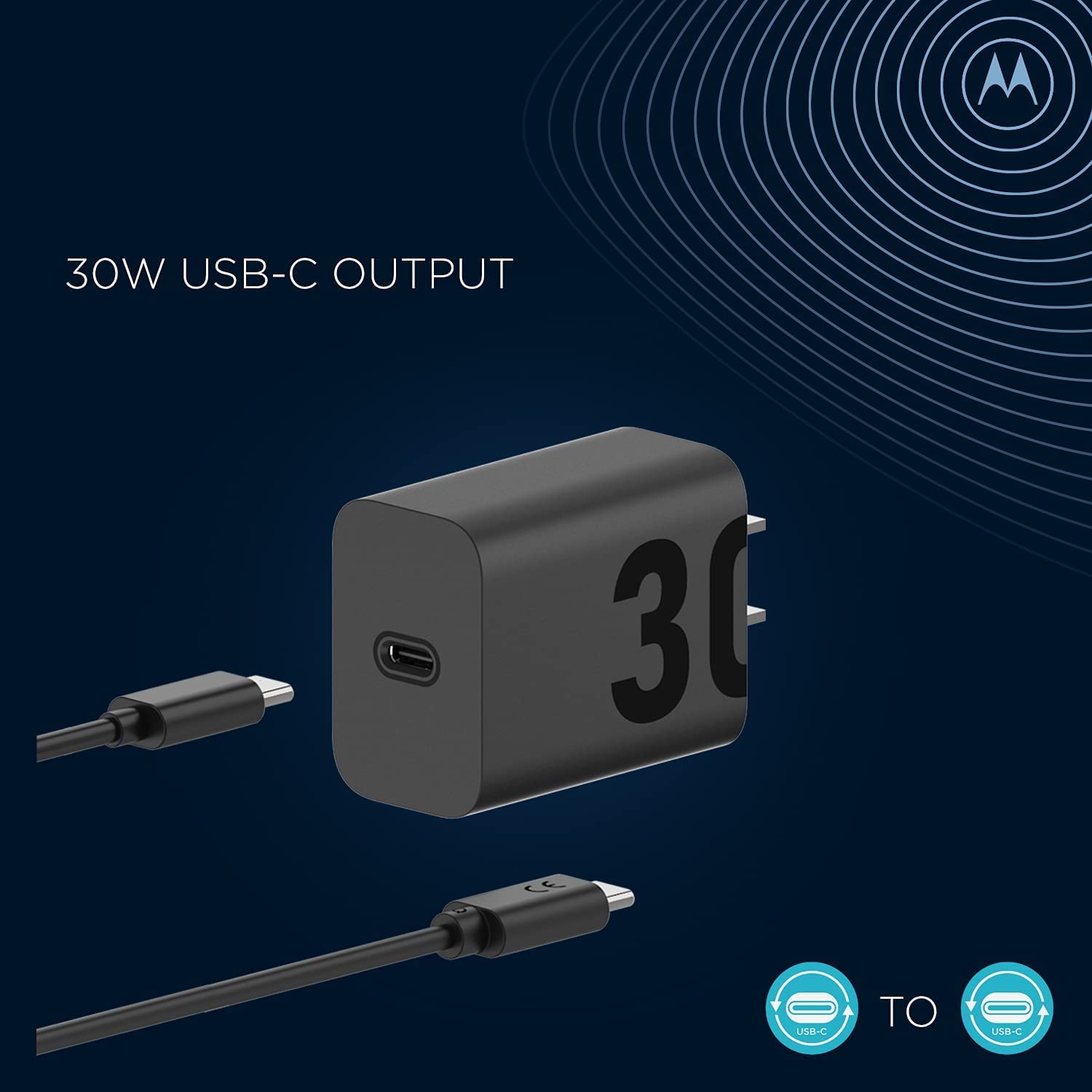 Motorola Turbopower 30 Usb-C Charger With 1M Usb-C To Usb-C Cable For Moto G Power 5G (2024), Motorola Edge 5G Uw, Edge+ (2022/2