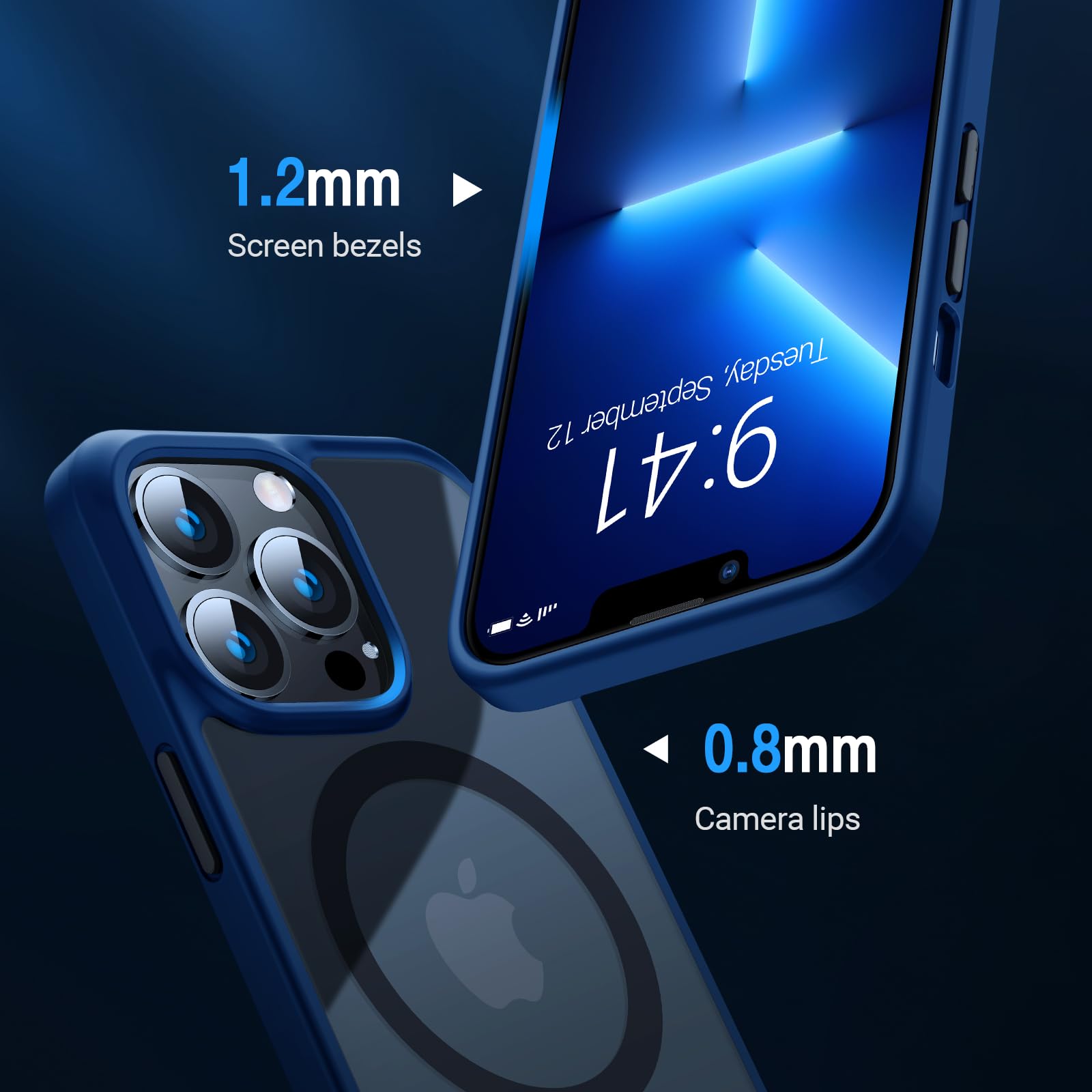 Torras Magnetic Designed For Iphone 13 Pro Max Case, [Military Grade Drop Tested] [Compatible With Magsafe] Shockproof Transluce