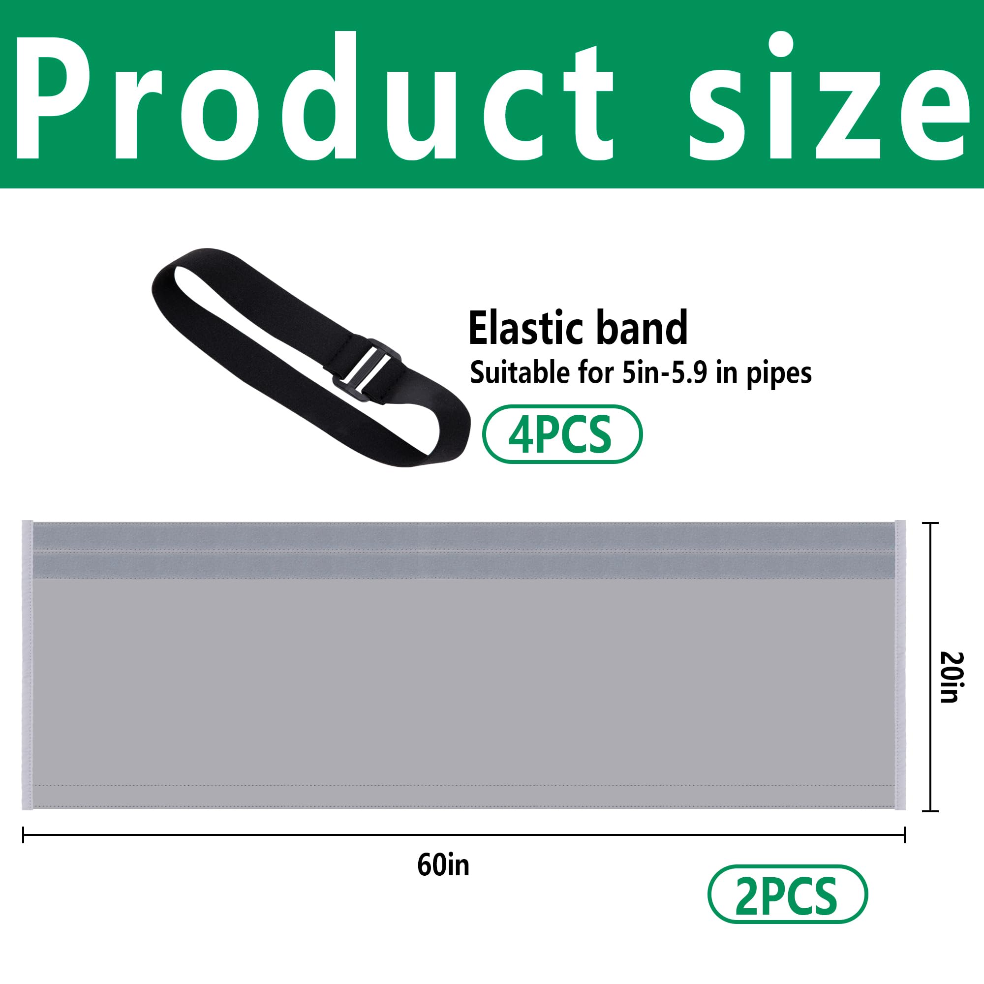 Runnico 2 Pack Portable Ac Hose Cover, Thick Air Conditioner Hose Wrap,Insulated Hoses Duct Vent Cover, Ac Hose Insulation Sleev